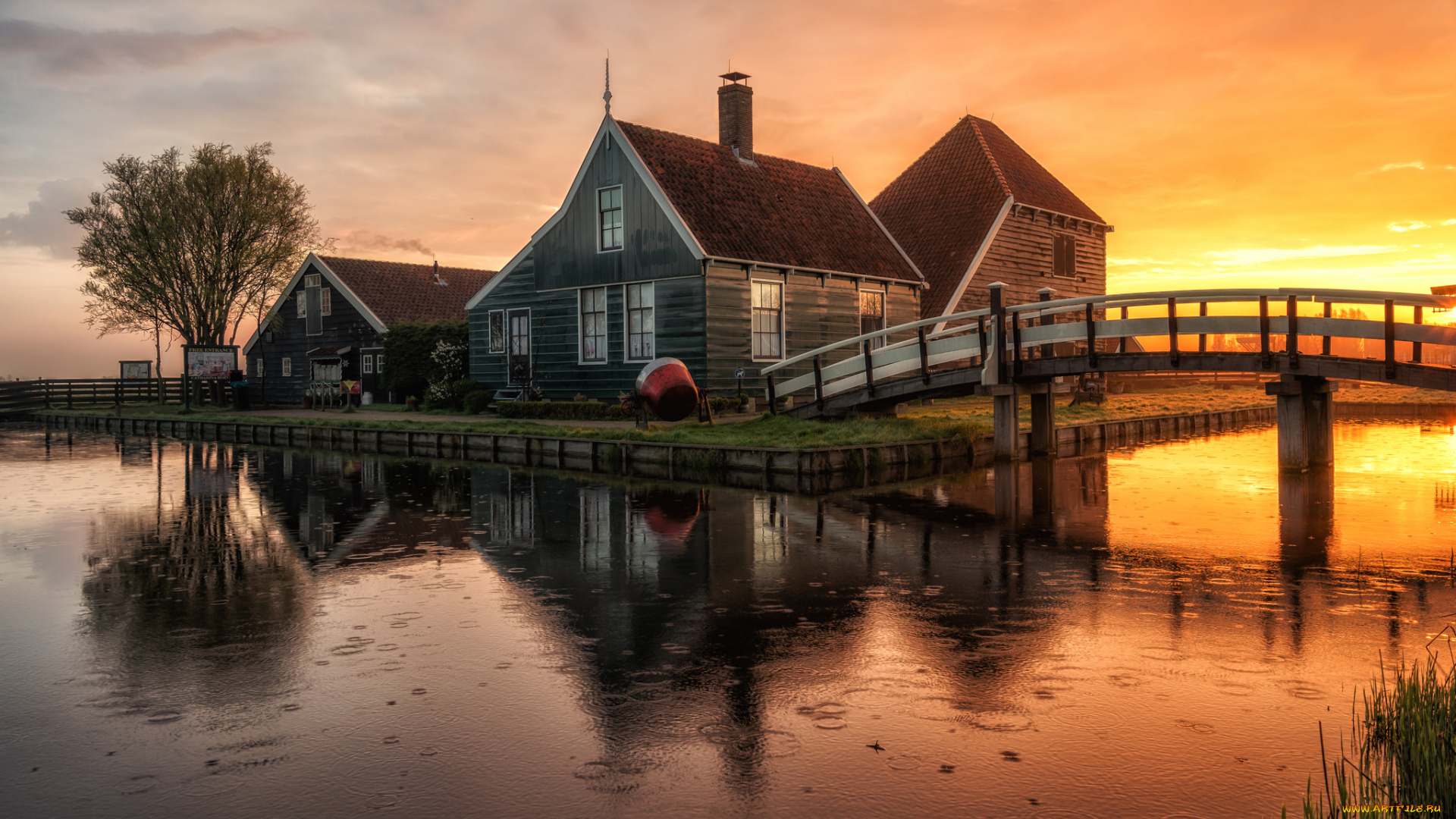 города, -, здания, , дома, река, мост