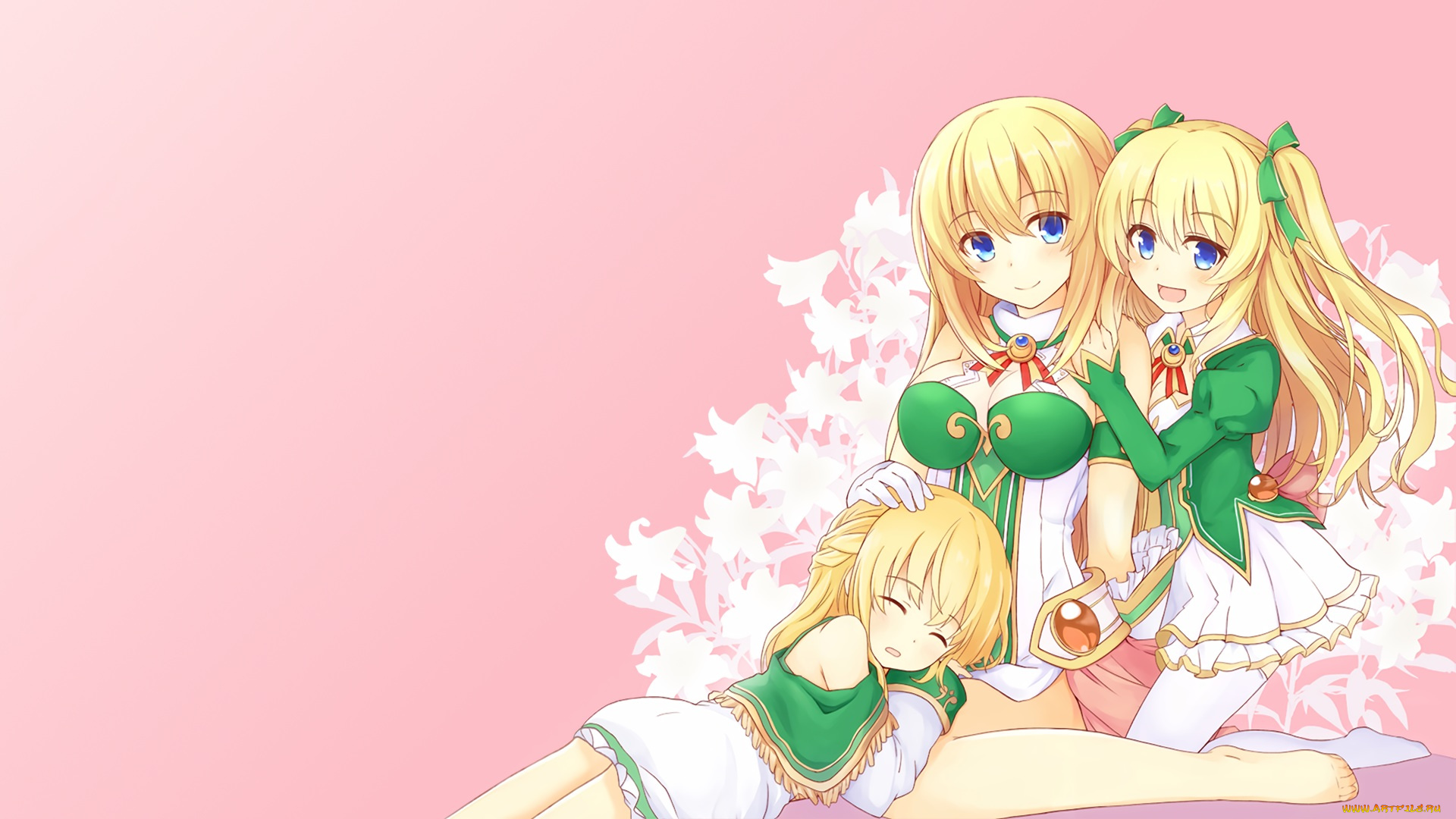 hyperdimension, neptunia, аниме, фон, взгляд, девушки