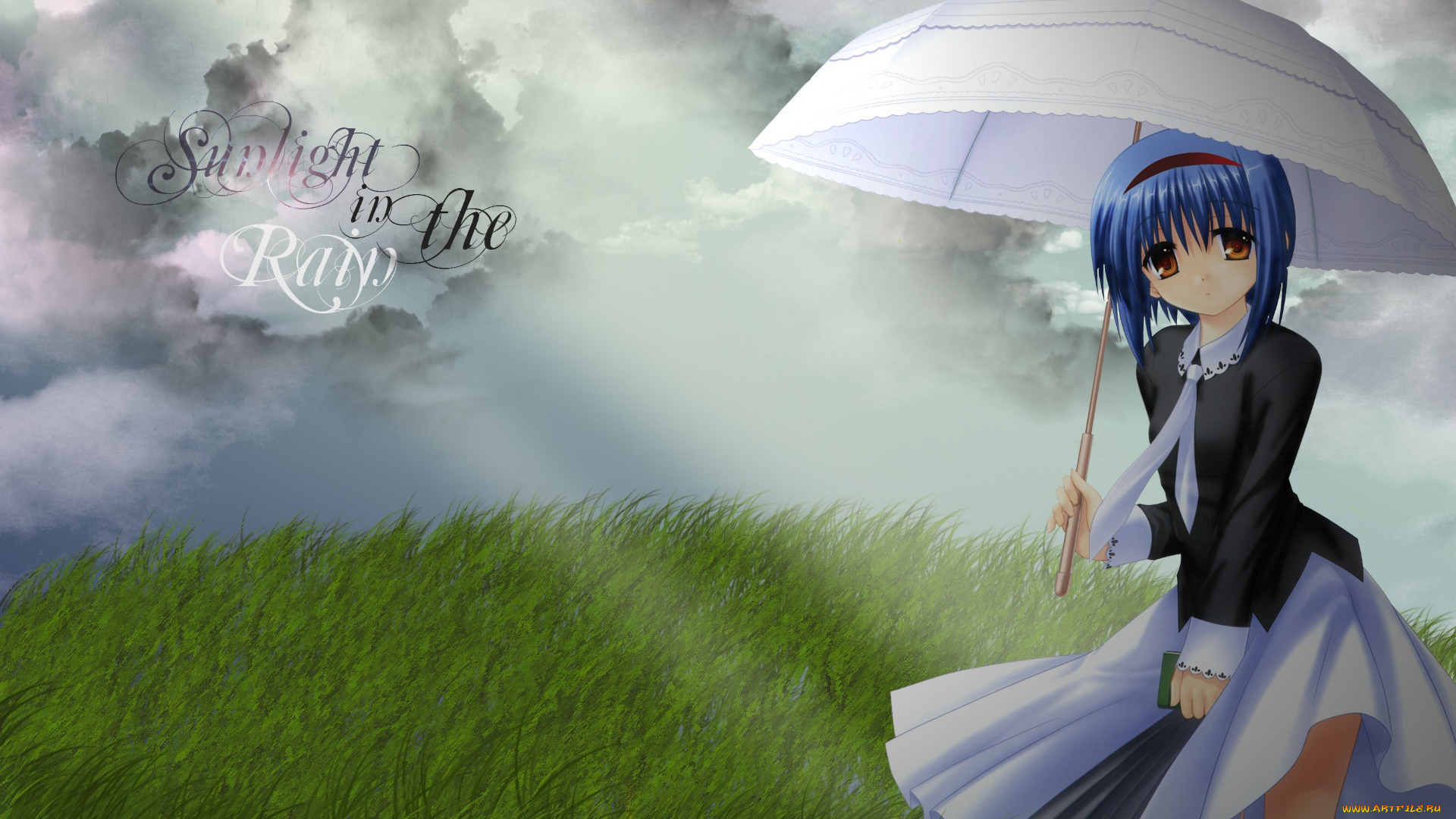 little, busters, аниме, девушка, взгляд, фон