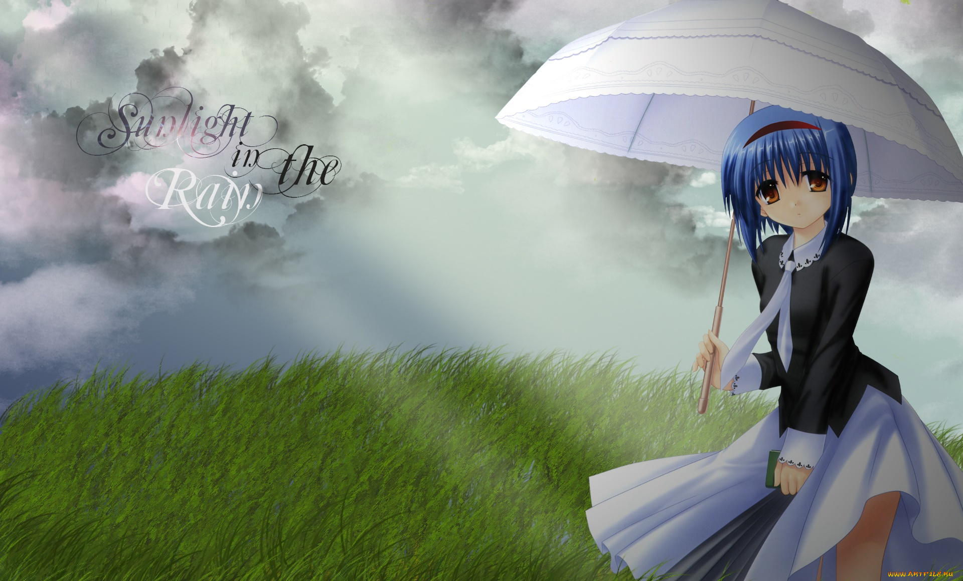 little, busters, аниме, девушка, взгляд, фон