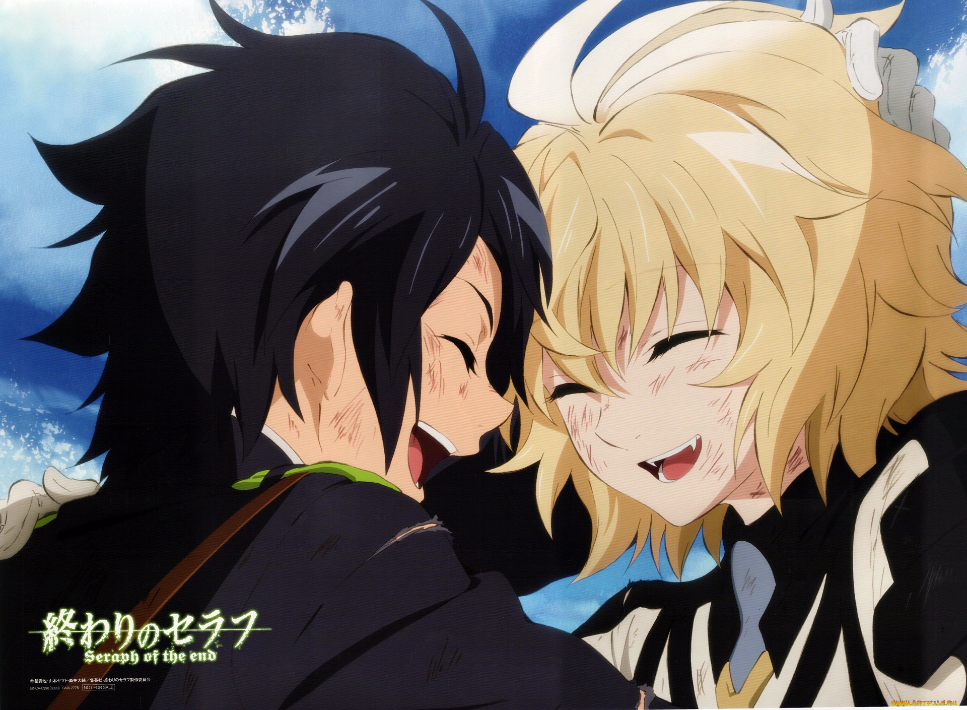 аниме, owari, no, seraph, owari, no, seraph, последний, серафим, michaela, hyakuya, yamato, yamamoto, art, yuuichirou, слезы, друзья, радость, военная, форма