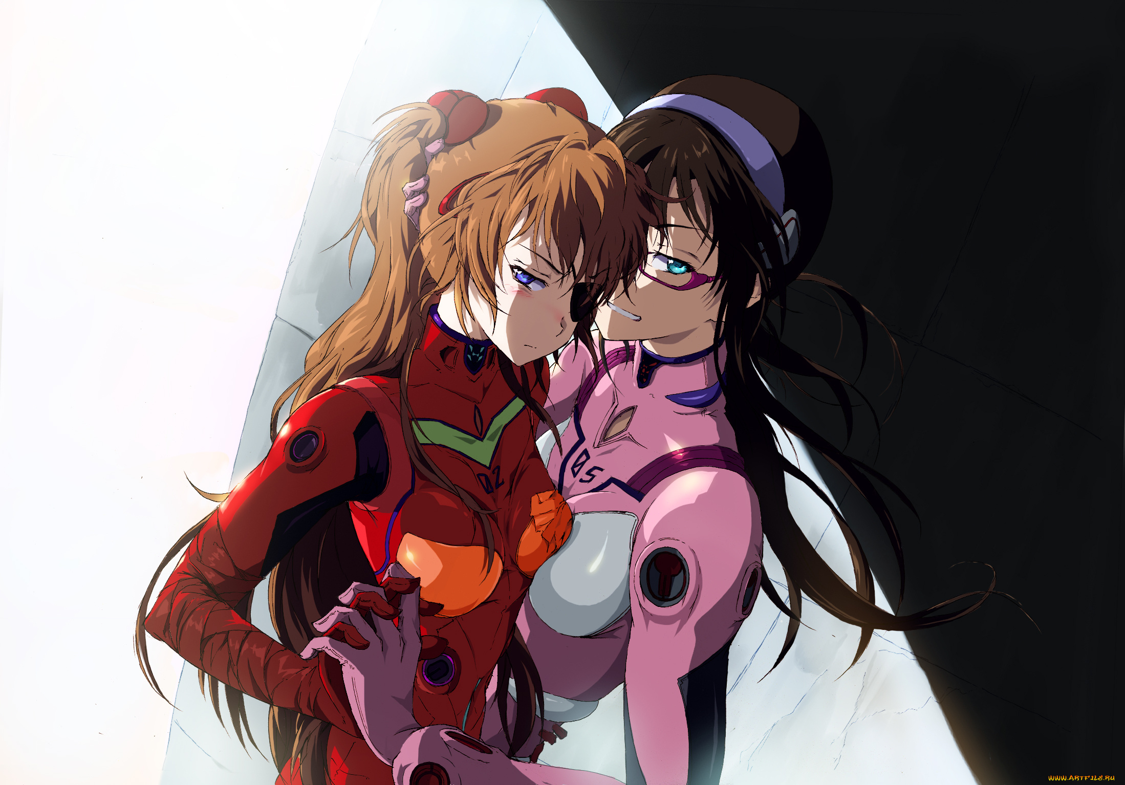 аниме, evangelion, фон, взгляд, девушки