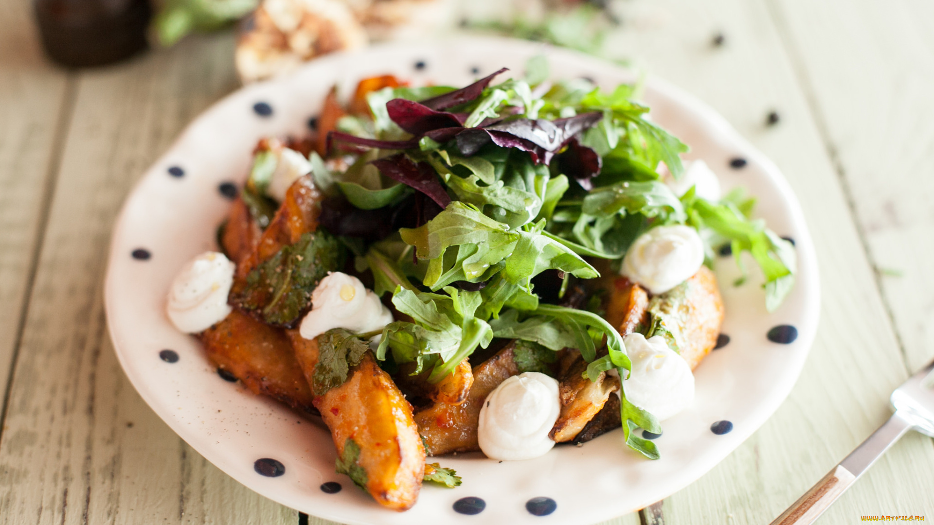 еда, картофель, второе, блюдо, майонез, зелень