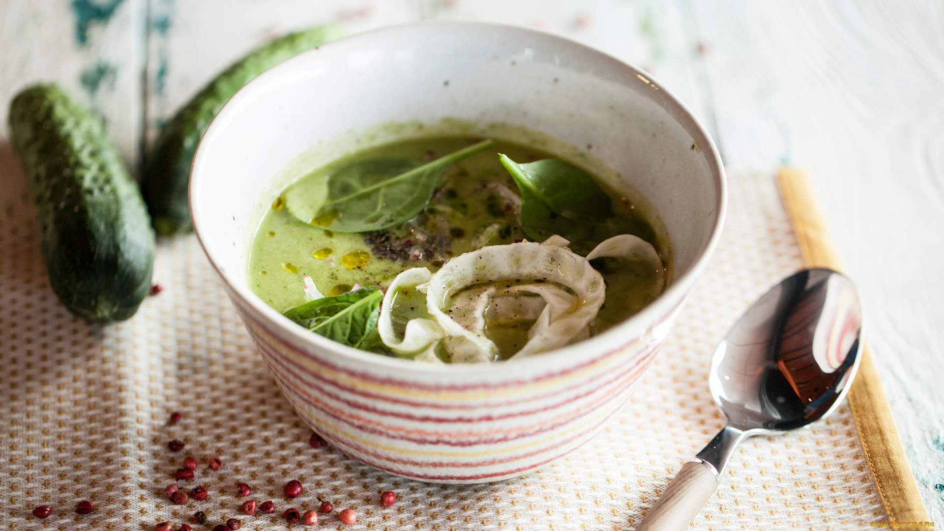 еда, первые, блюда, огурец, зелень, суп, первое, блюдо