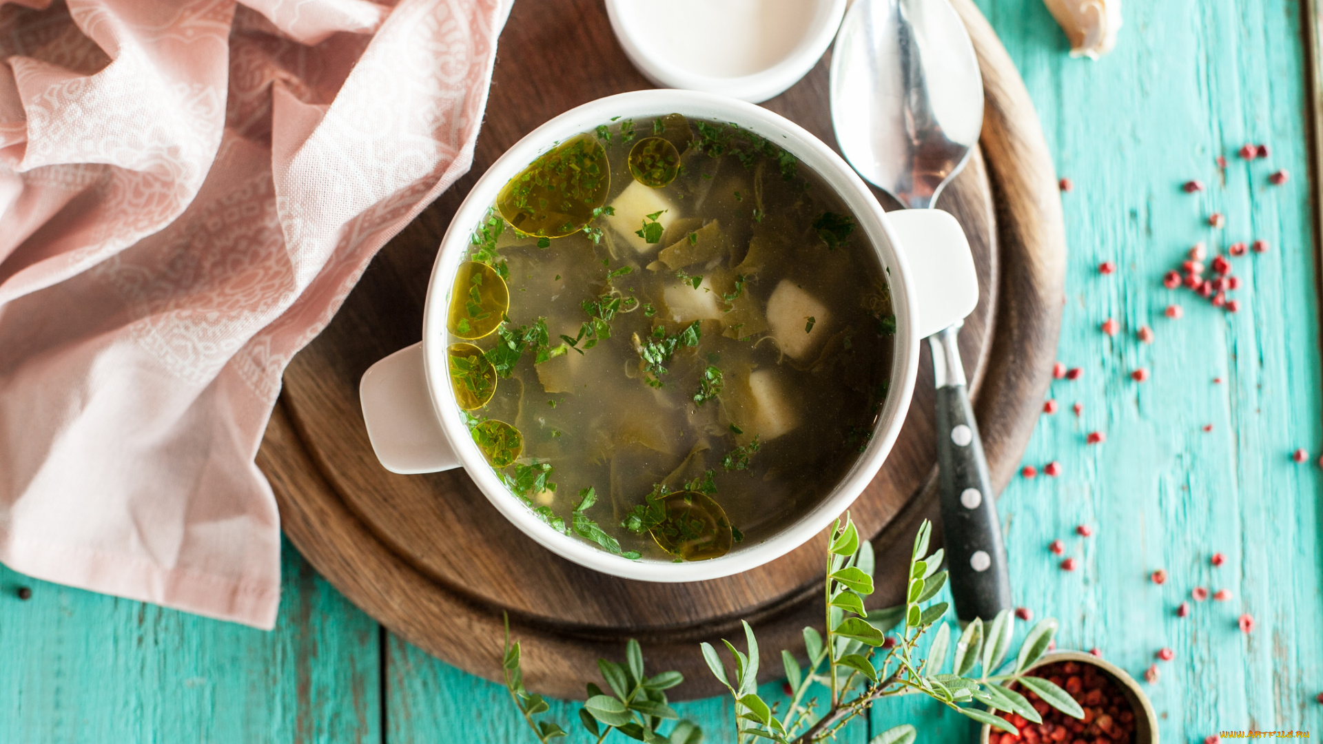 еда, первые, блюда, первое, блюдо, суп, зелень