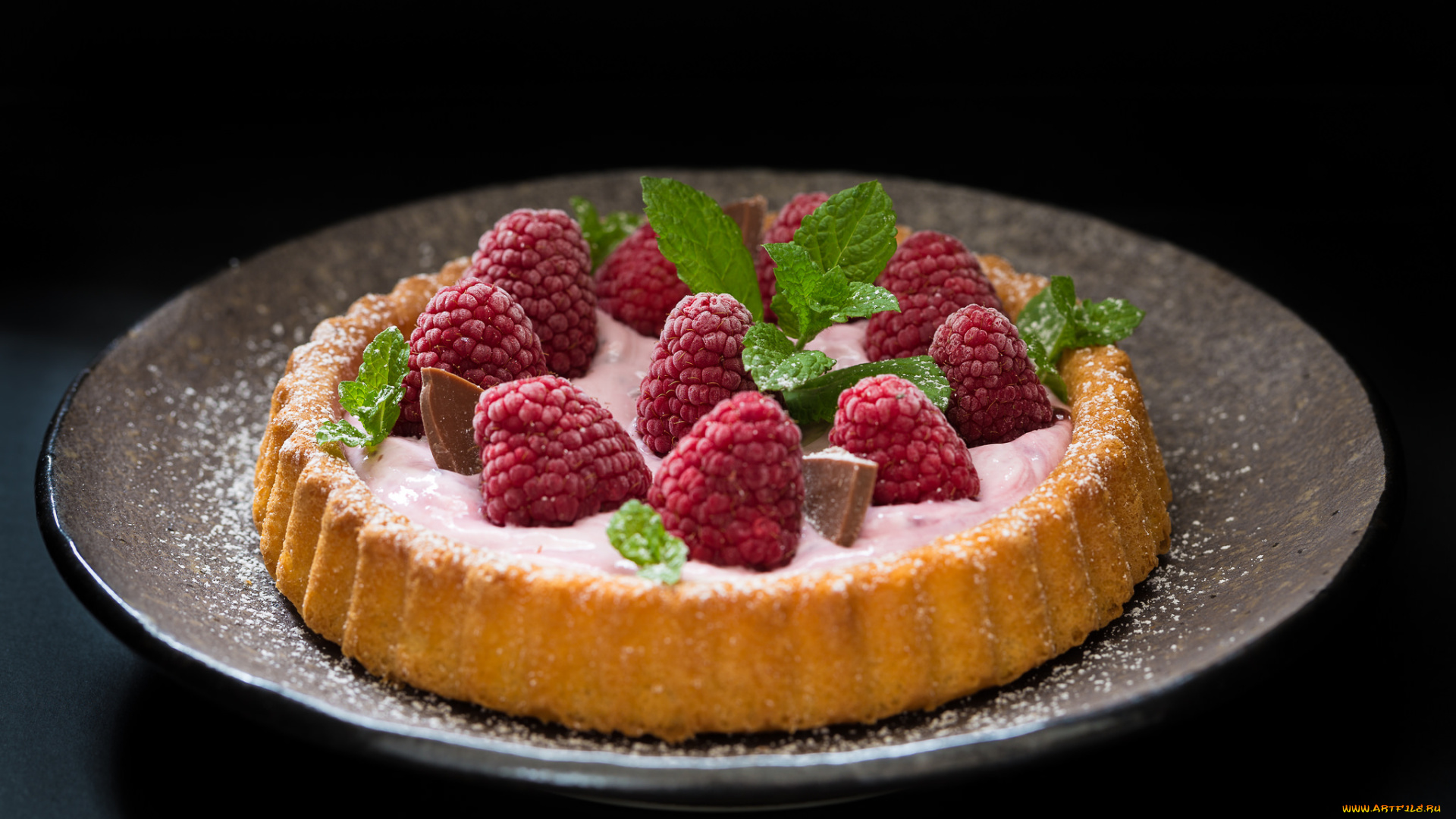 еда, пироги, пирог, крем, малина, бисквит