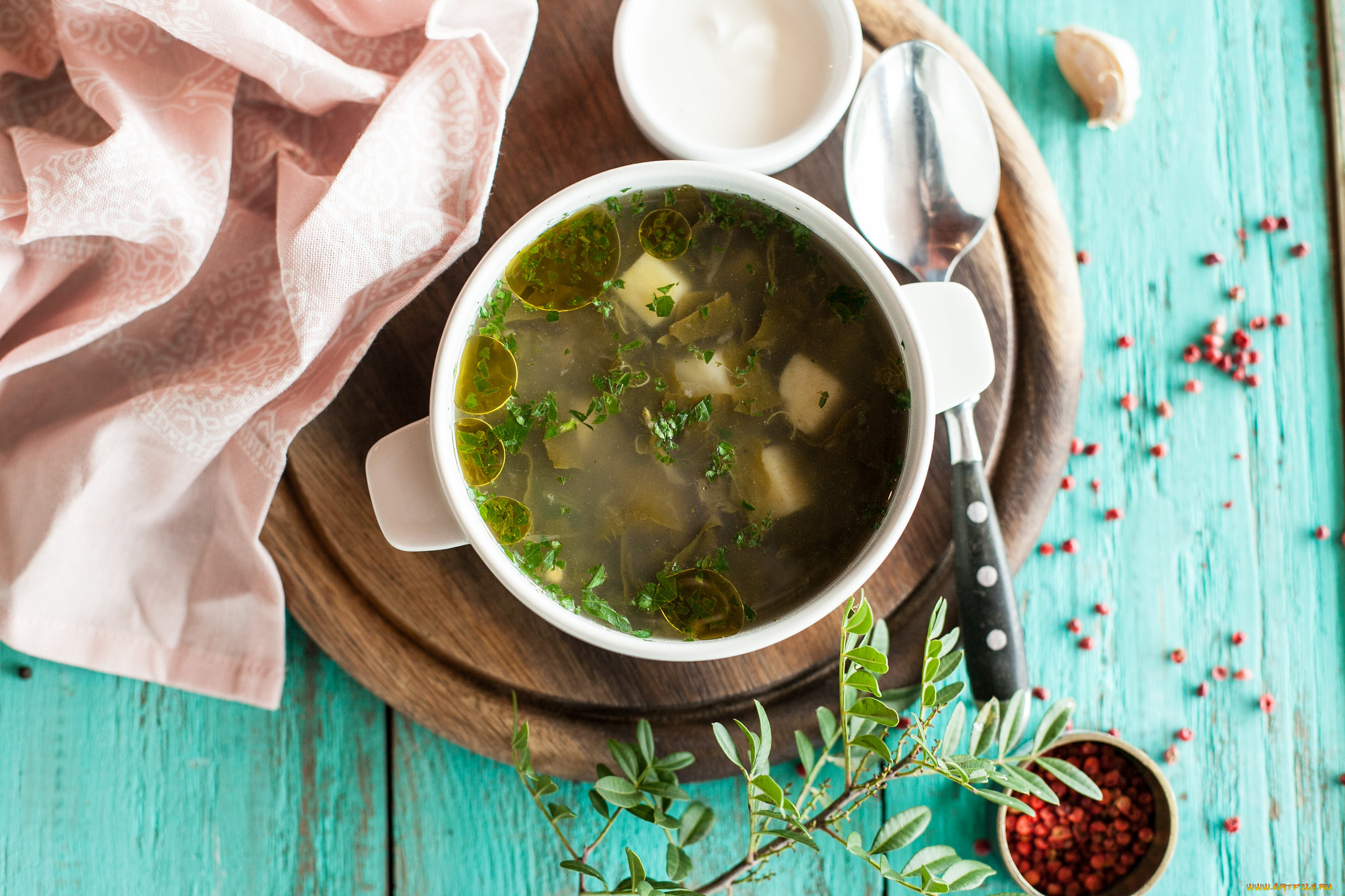 еда, первые, блюда, первое, блюдо, суп, зелень