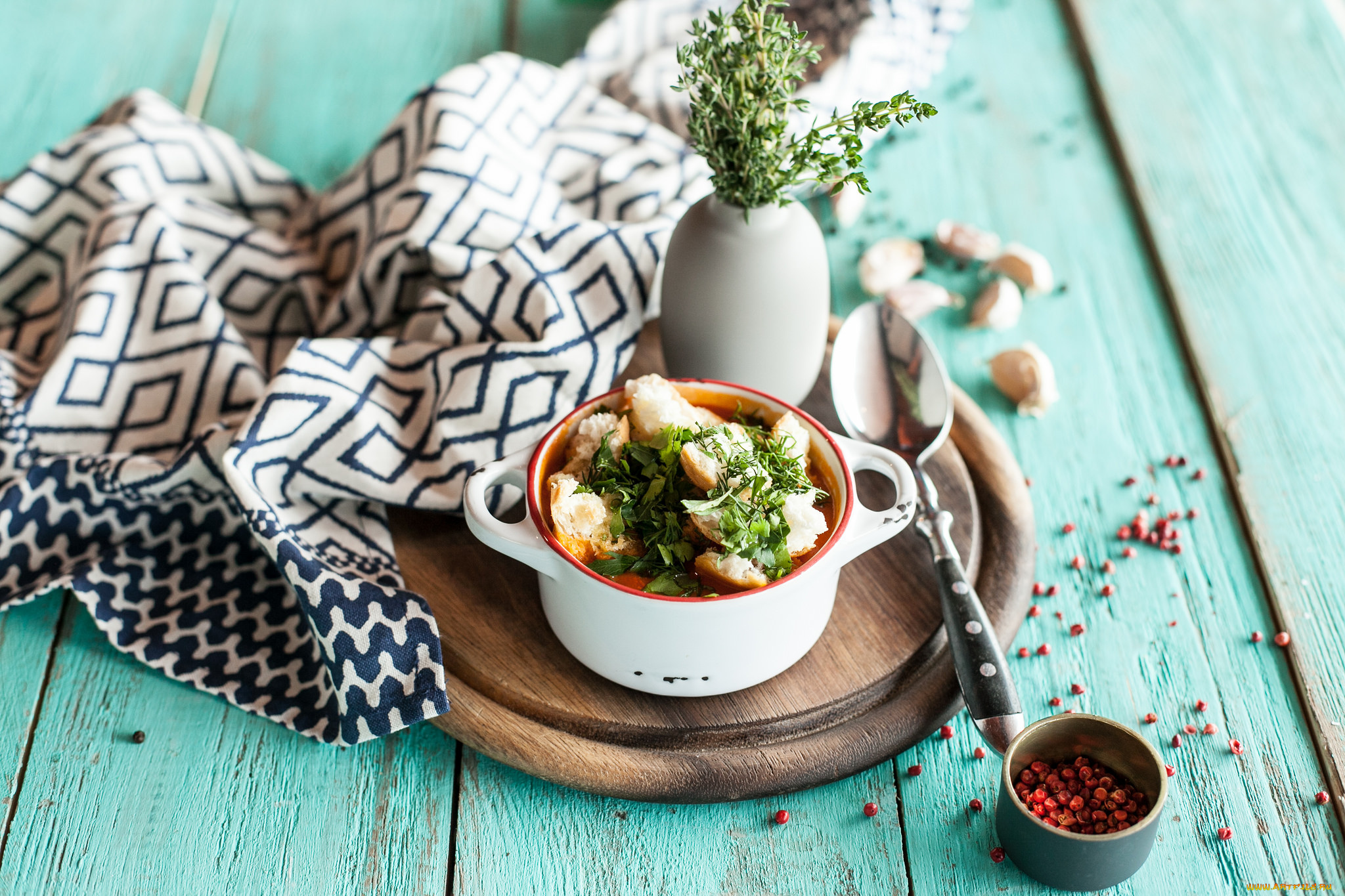 еда, первые, блюда, зелень, сухарики, первое, блюдо, суп