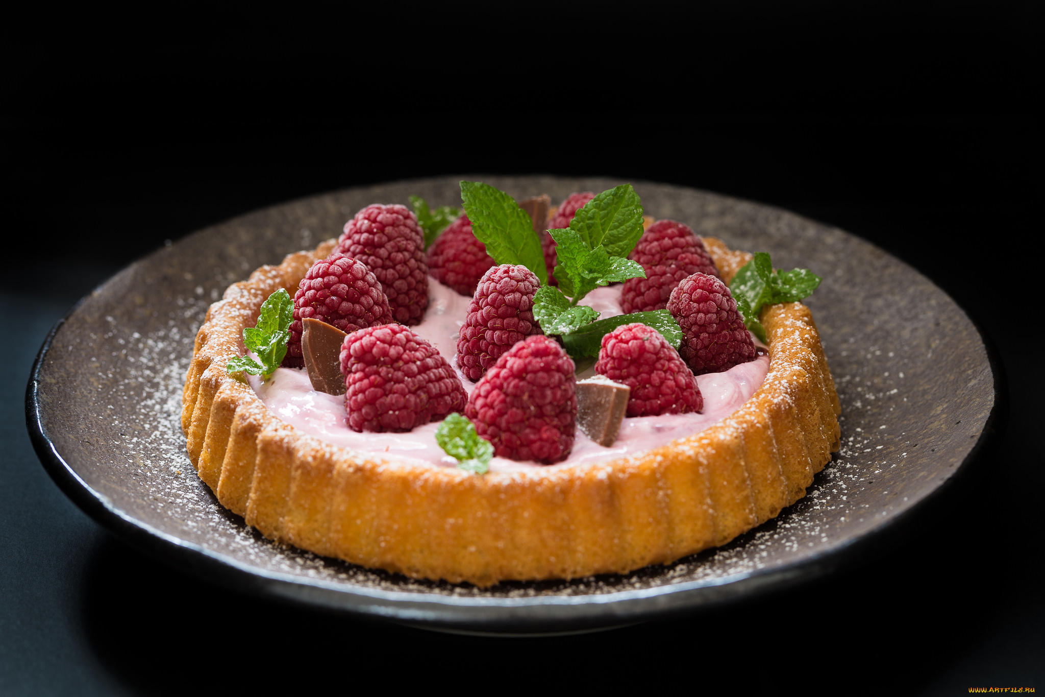 еда, пироги, пирог, крем, малина, бисквит