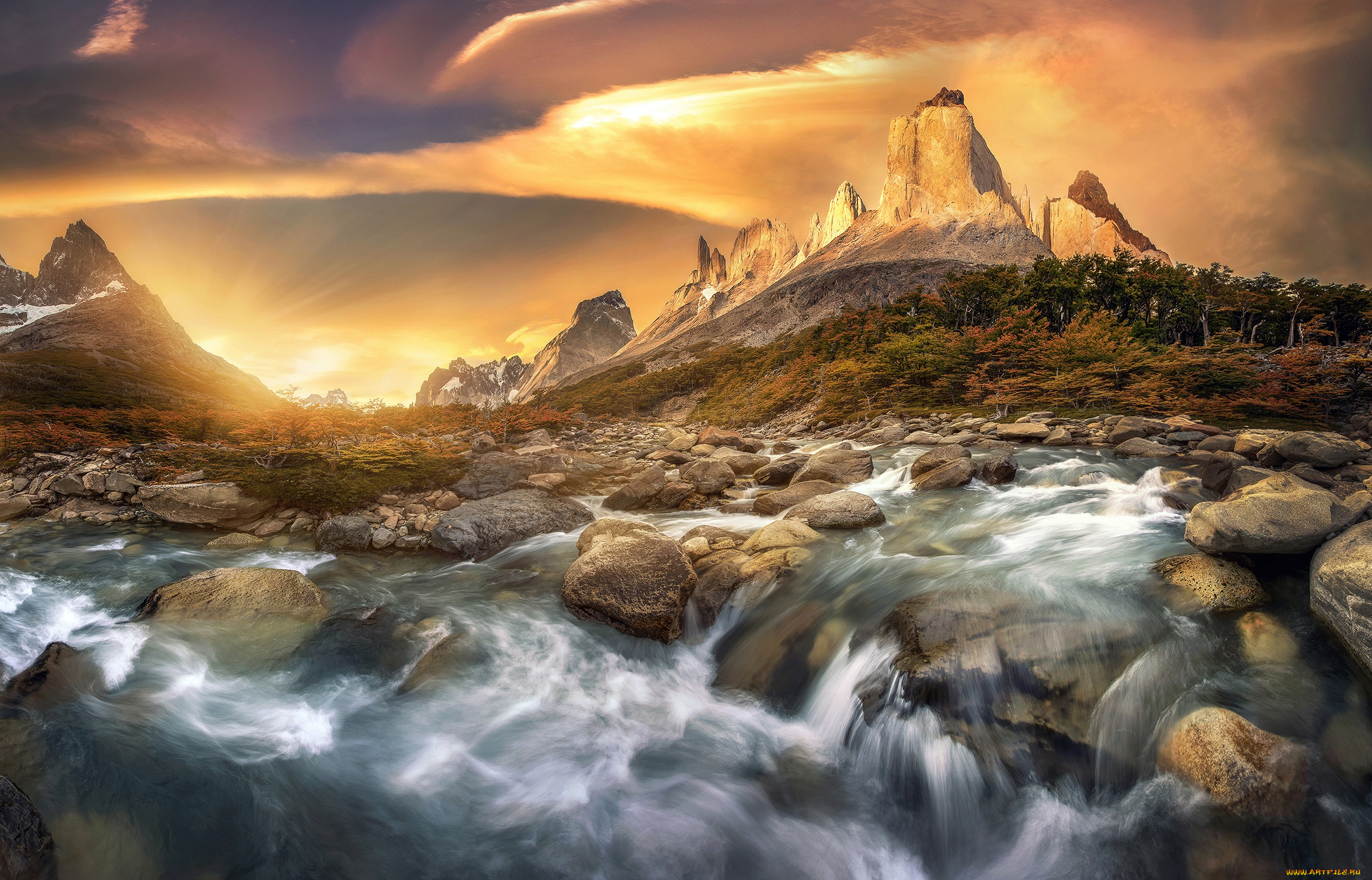 природа, восходы, закаты, водопад