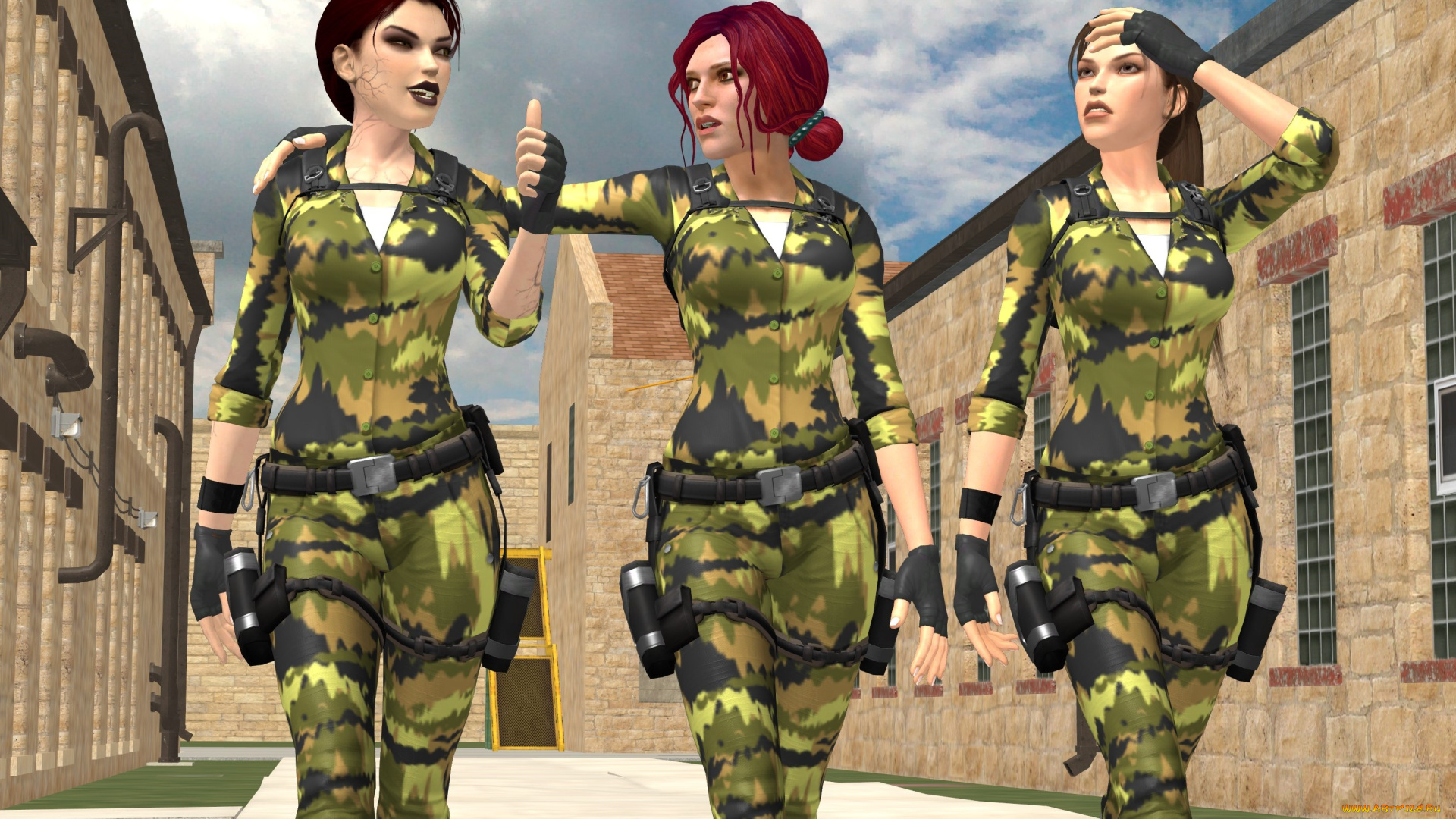3д, графика, армия, , military, фон, взгляд, девушки