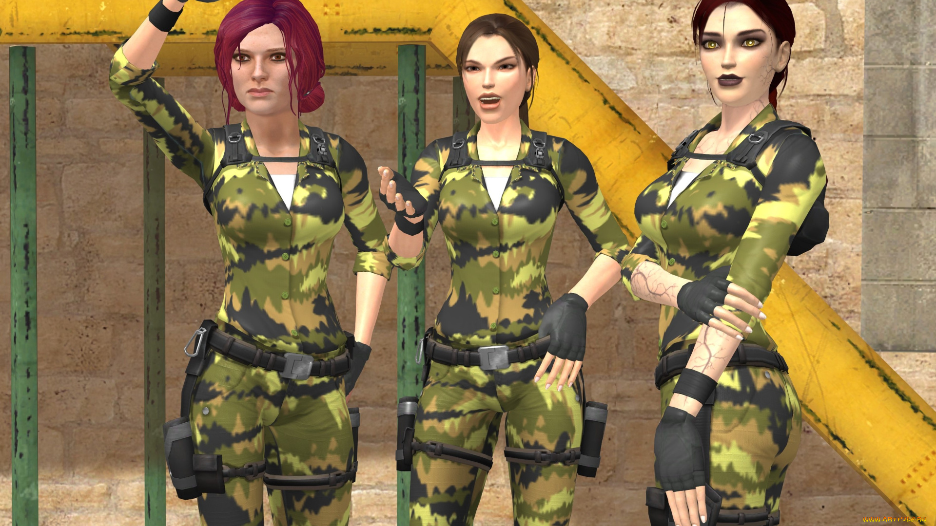 3д, графика, армия, , military, фон, взгляд, девушки