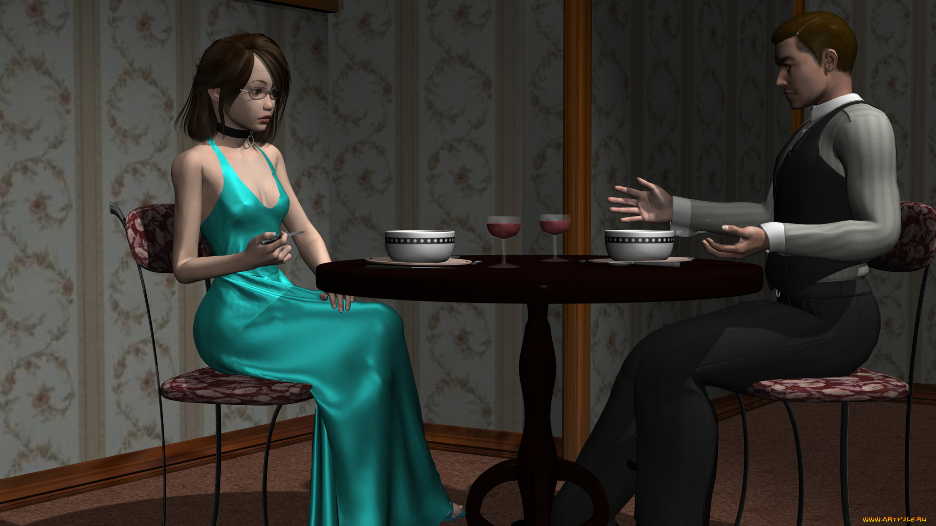 3д, графика, люди, , people, девушка, взгляд, фон