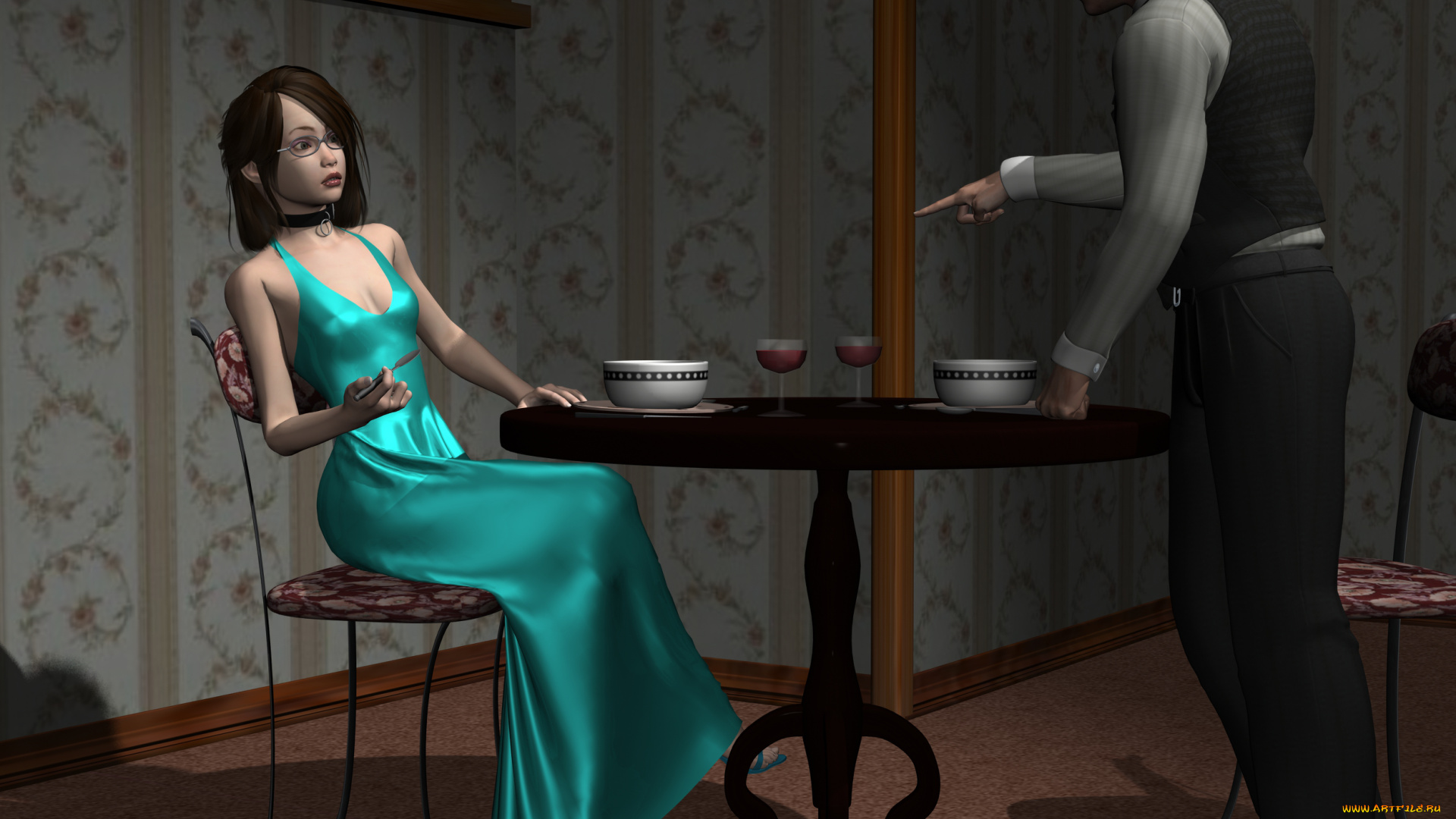 3д, графика, люди, , people, девушка, взгляд, фон