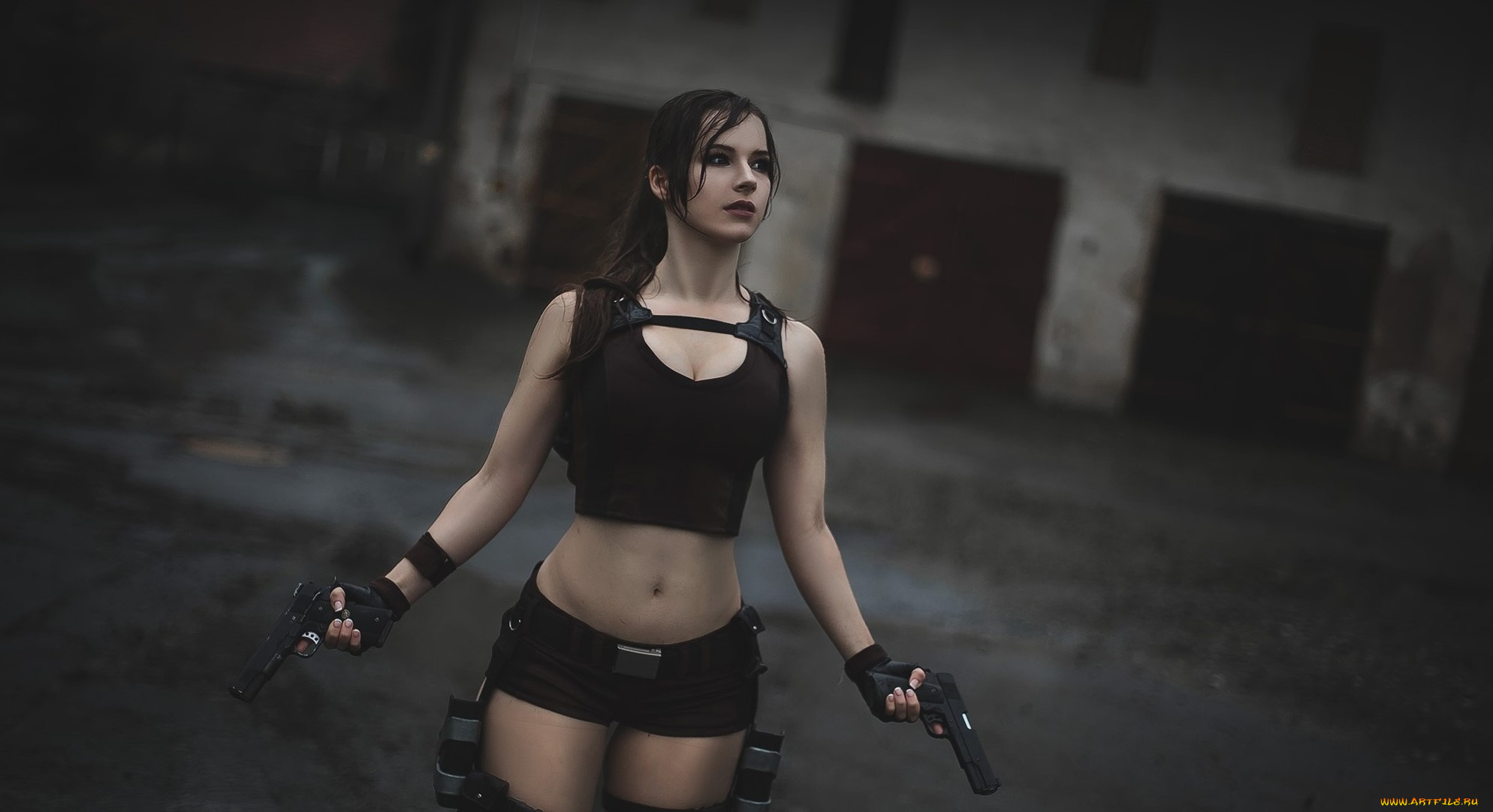 девушки, -unsort, , девушки, с, оружием, оружие, девушка, взгляд, фон