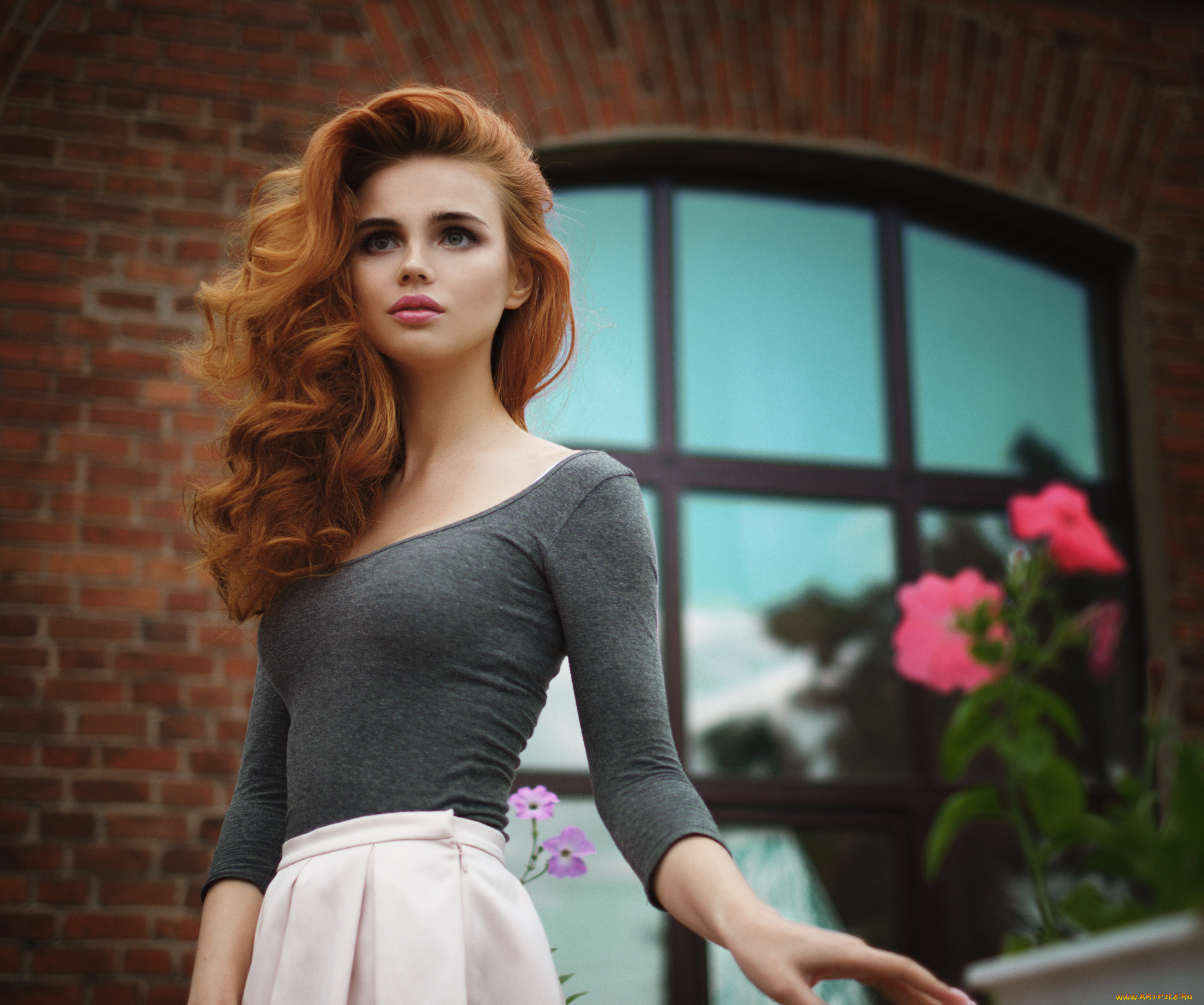 девушка, девушки, -unsort, , рыжеволосые, и, другие, модель, взгляд, окно, рыжая, дарья, лебедева, цветы
