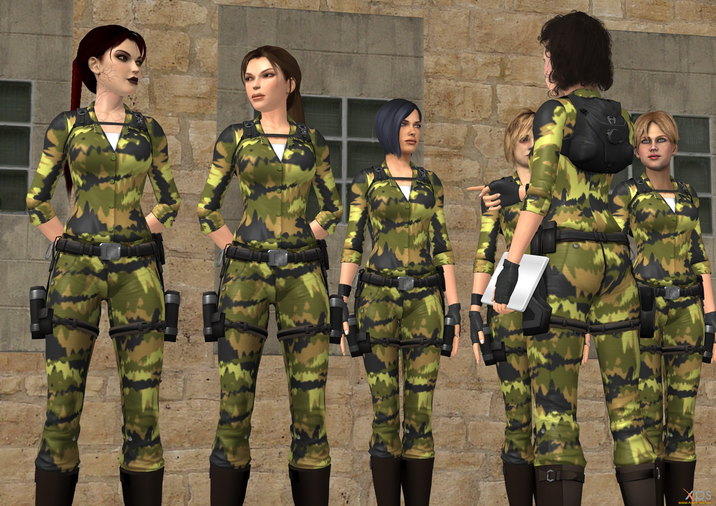 3д, графика, армия, , military, фон, взгляд, девушки