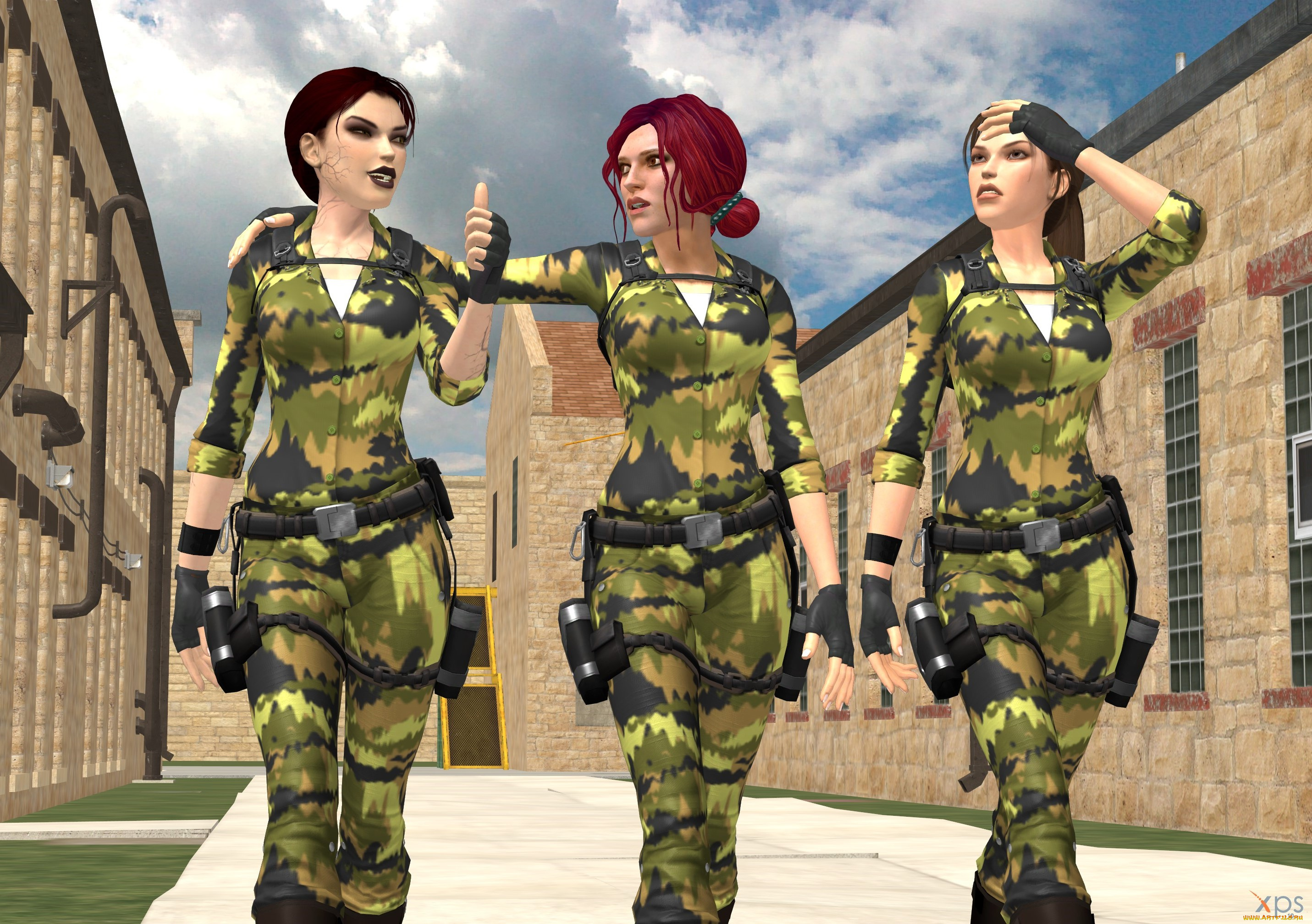 3д, графика, армия, , military, фон, взгляд, девушки