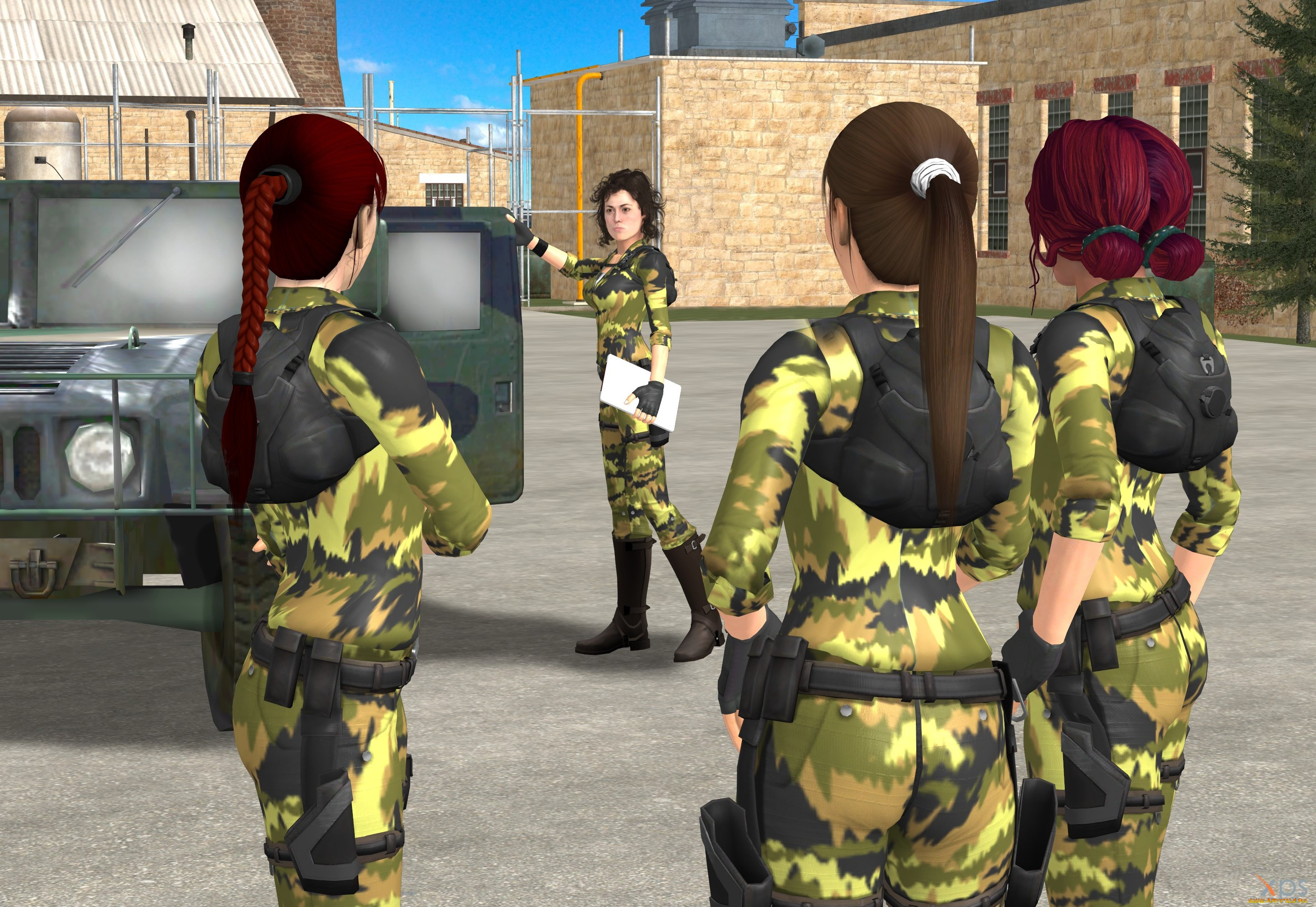 3д, графика, армия, , military, фон, взгляд, девушки