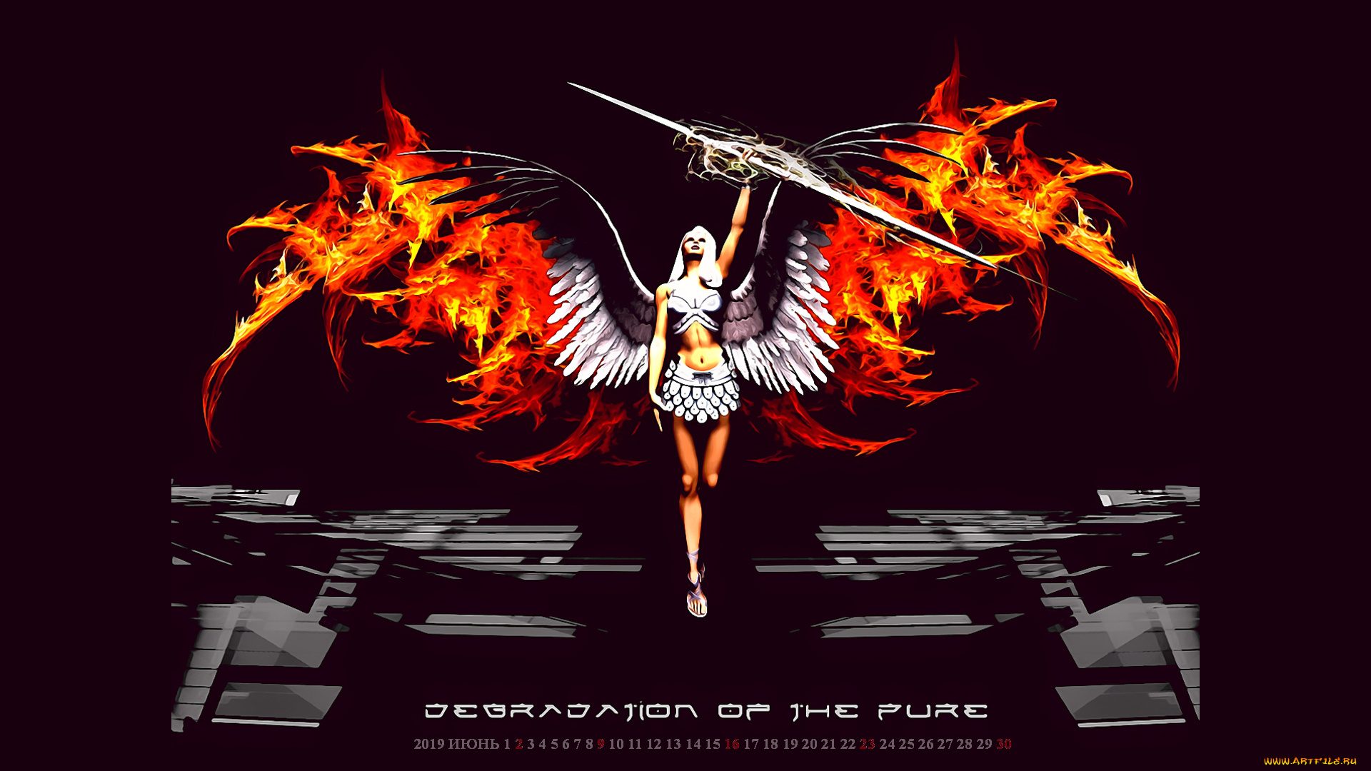 календари, фэнтези, крылья, оружие, девушка, 2019, calendar, женщина