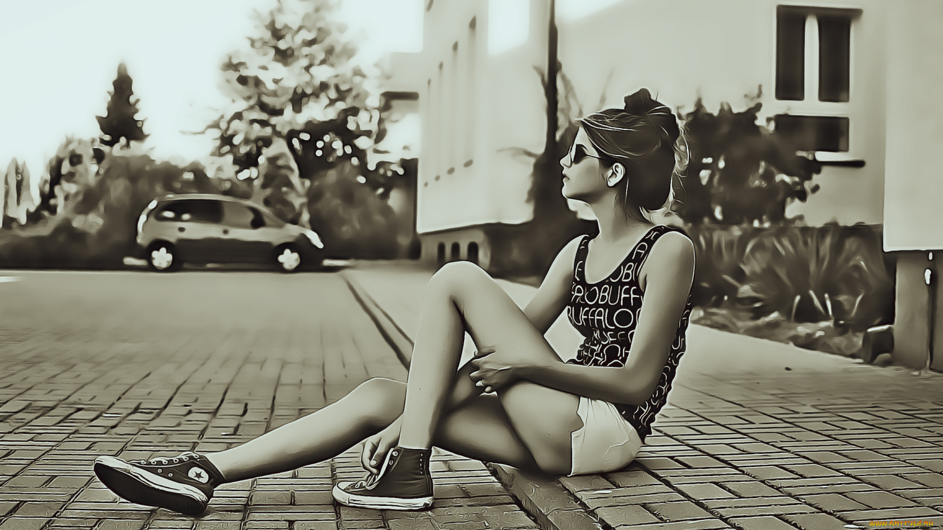 календари, компьютерный, дизайн, calendar, женщина, дом, девушка, здание, машина, улица, очки, кеды, 2019