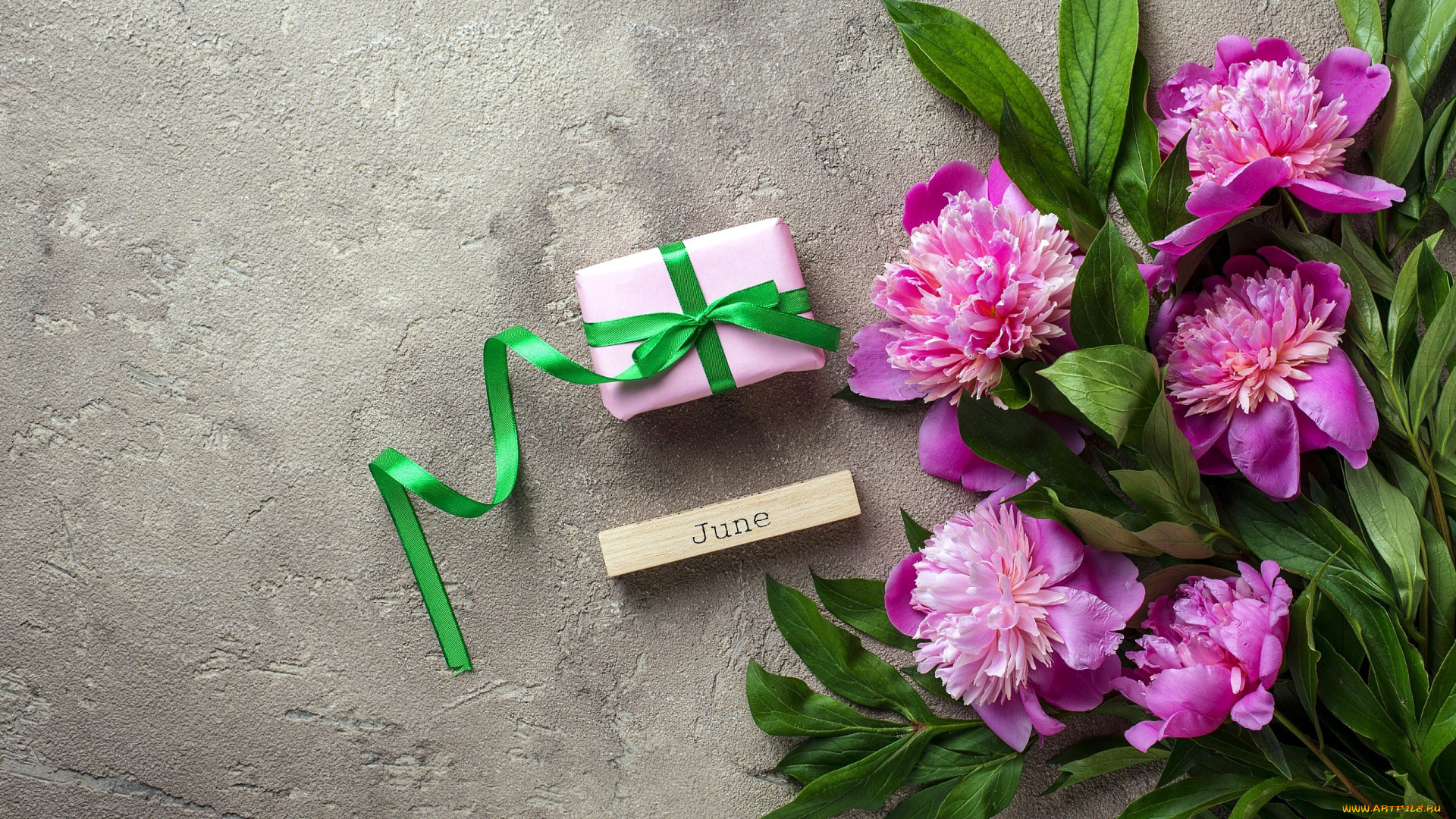 праздничные, подарки, и, коробочки, подарок, бант, пионы