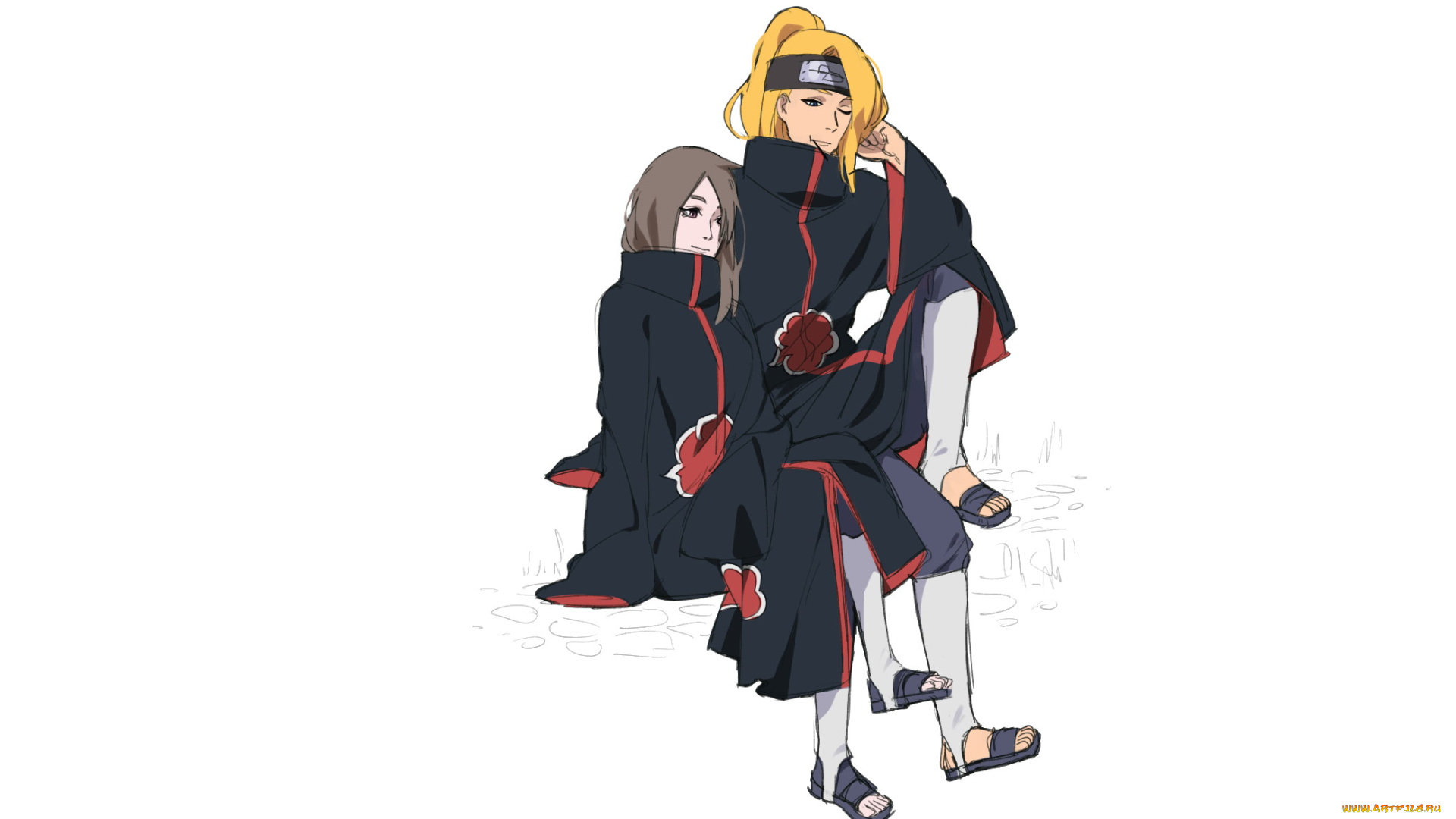 аниме, naruto, дейдара, плащи, акацки, девушка