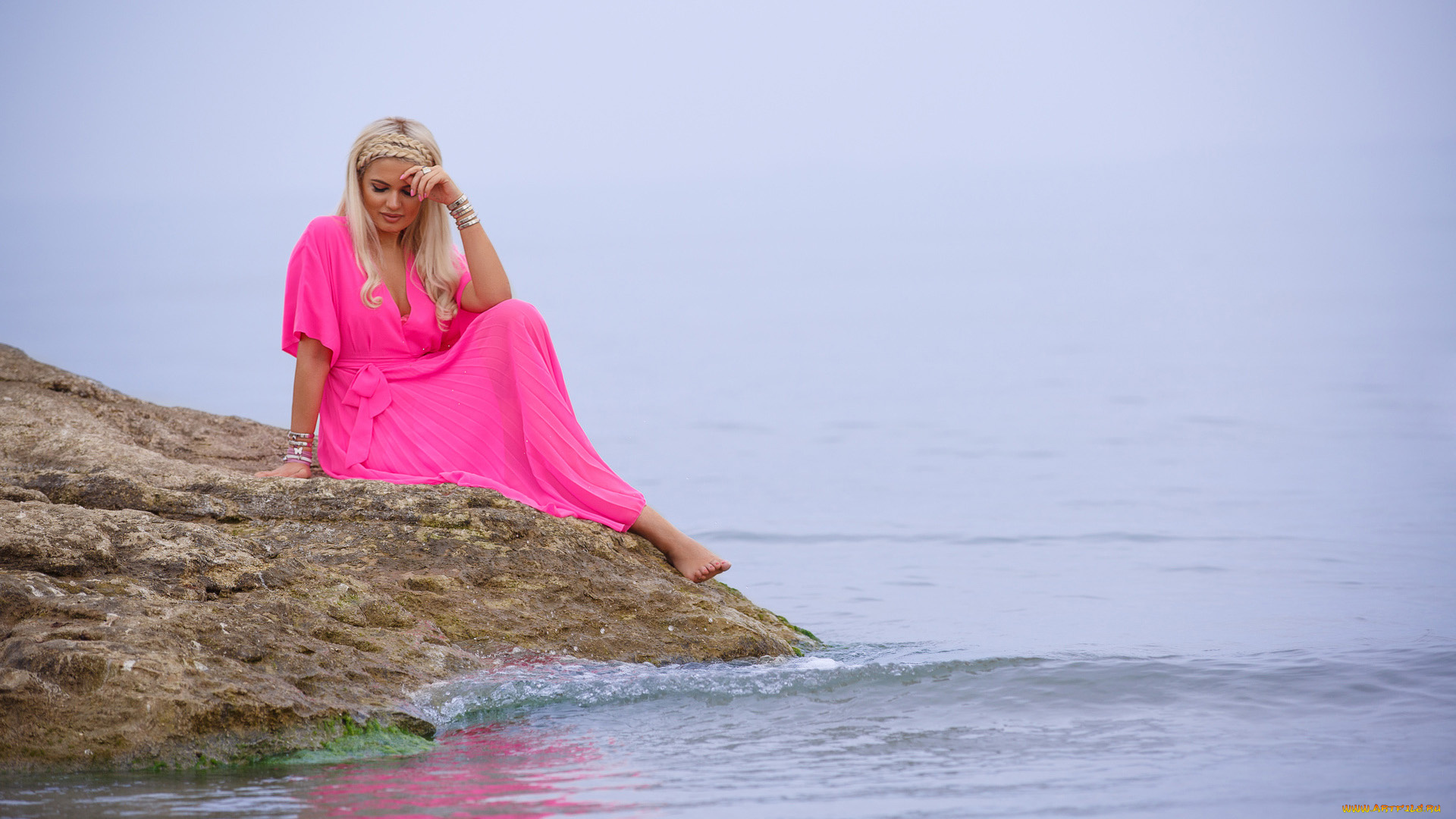 девушки, -, блондинки, , светловолосые, камень, блондинка, вода