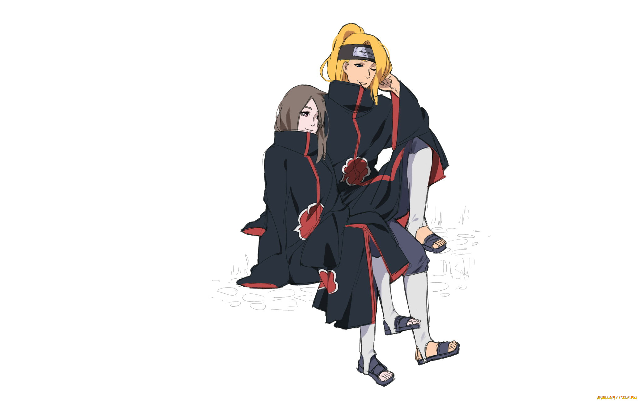 аниме, naruto, дейдара, плащи, акацки, девушка