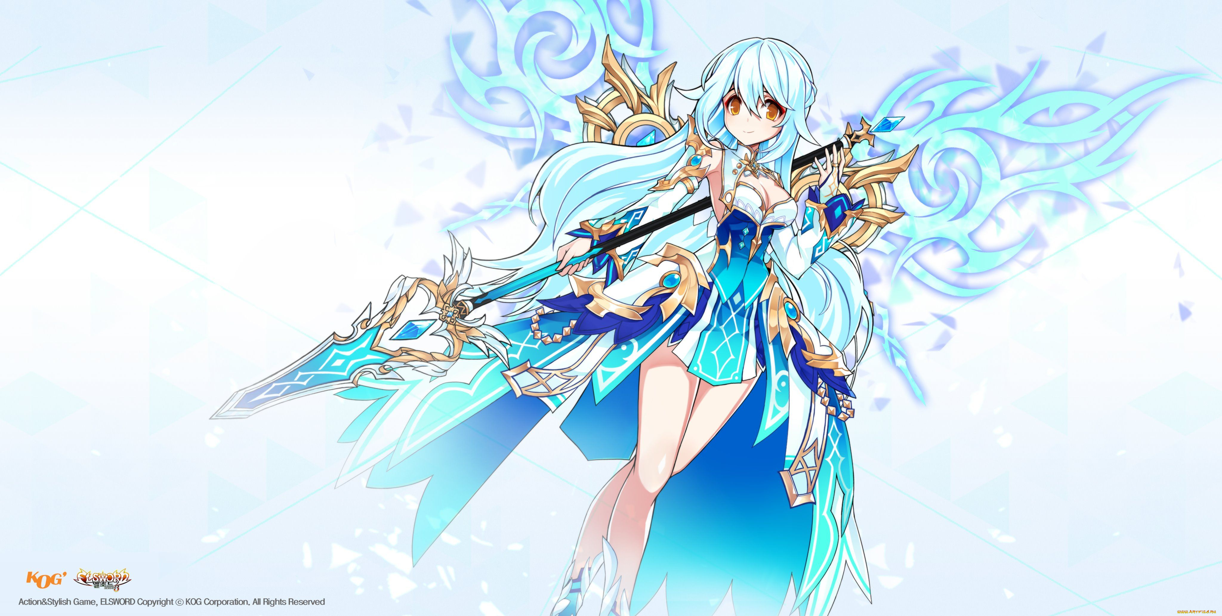 el, sword, видео, игры, ---другое, девушка, крылья, копье