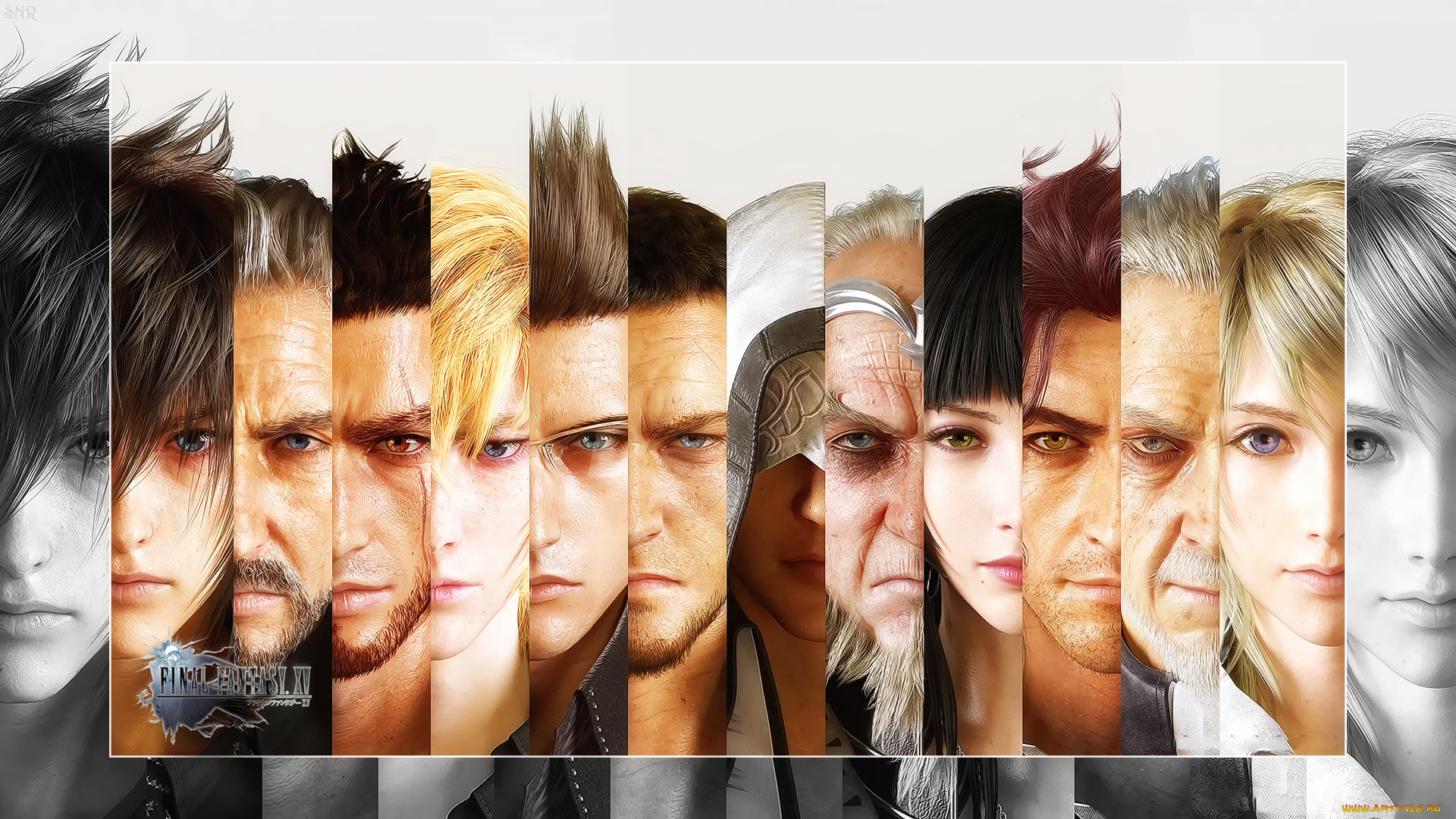 видео, игры, final, fantasy, xv, мужчины, девушки, лица, фон, взгляд