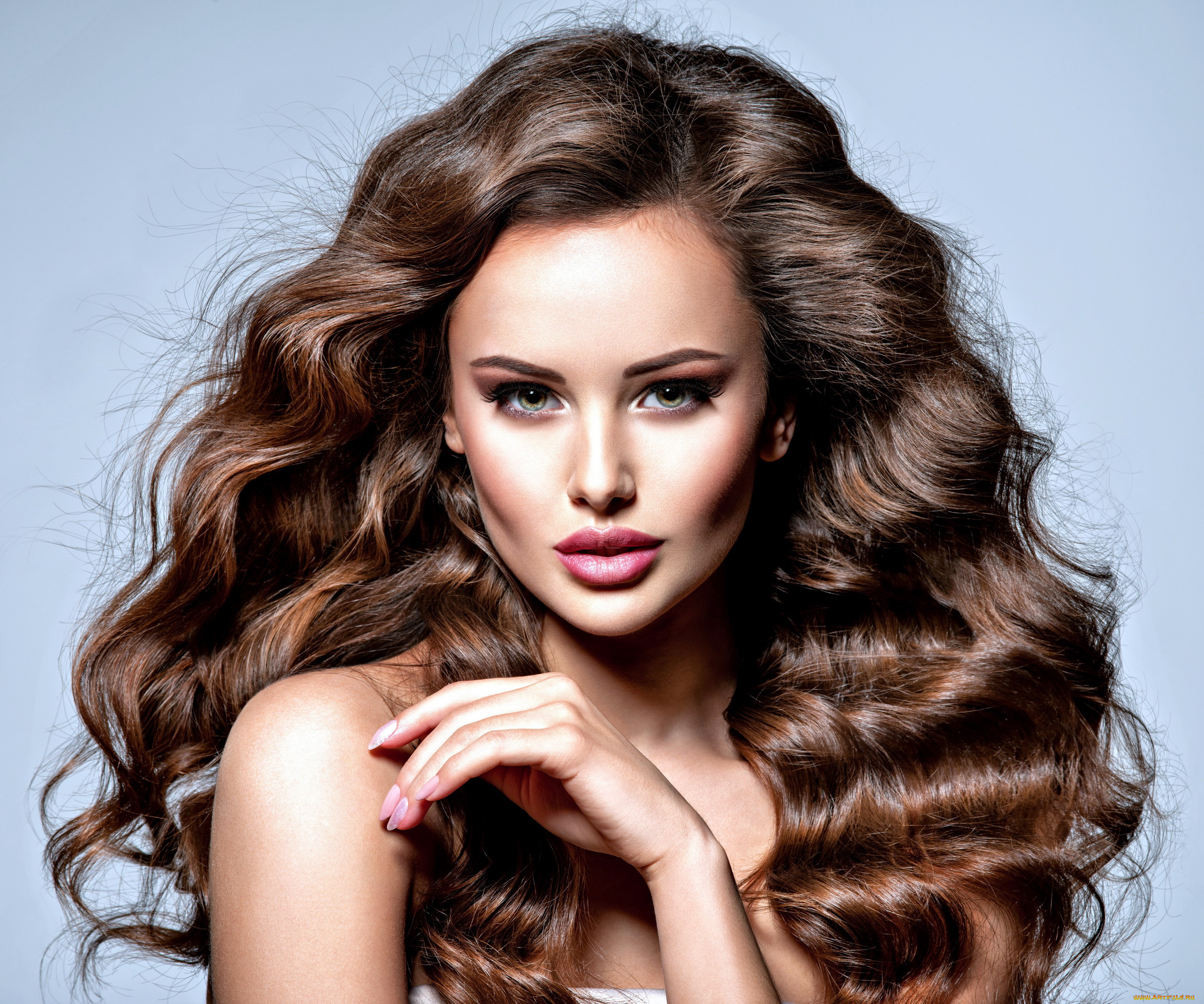 девушки, -, лица, , портреты, брюнетка, локоны