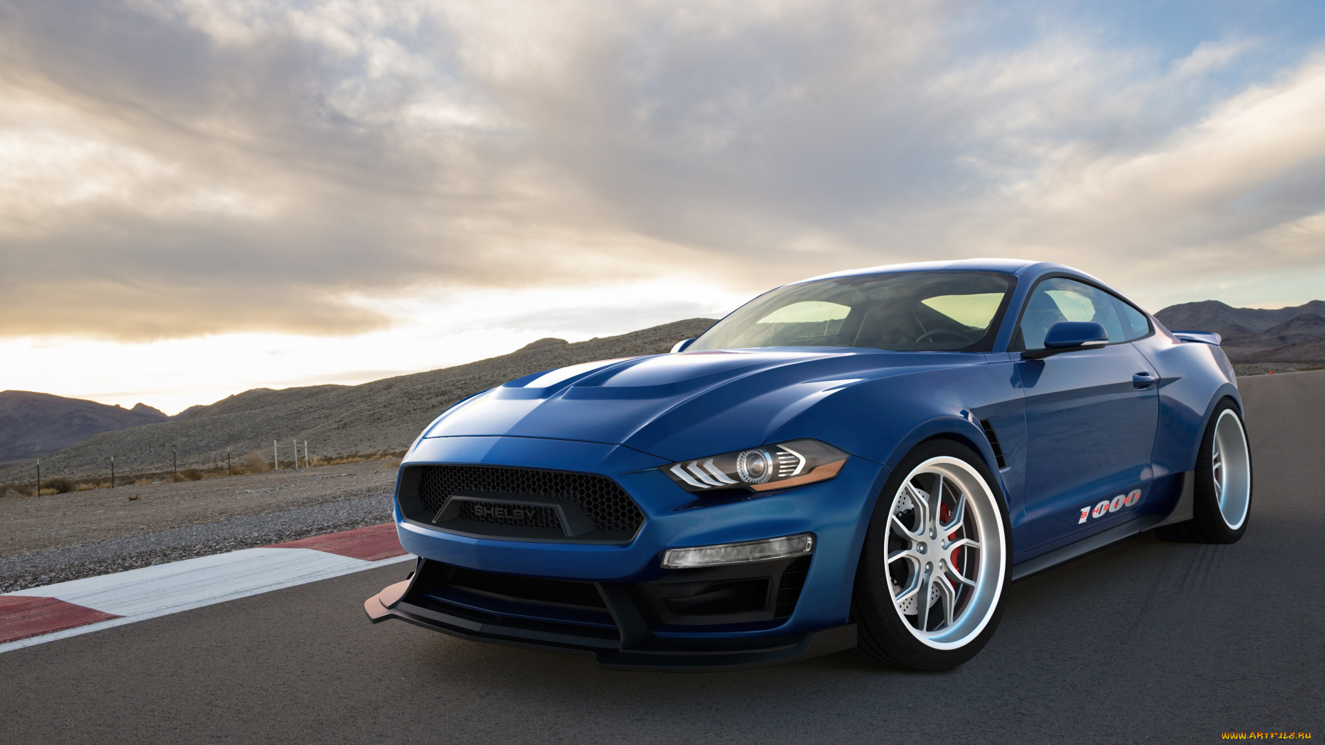 shelby, 1000, автомобили, mustang, синий, дорога, горы