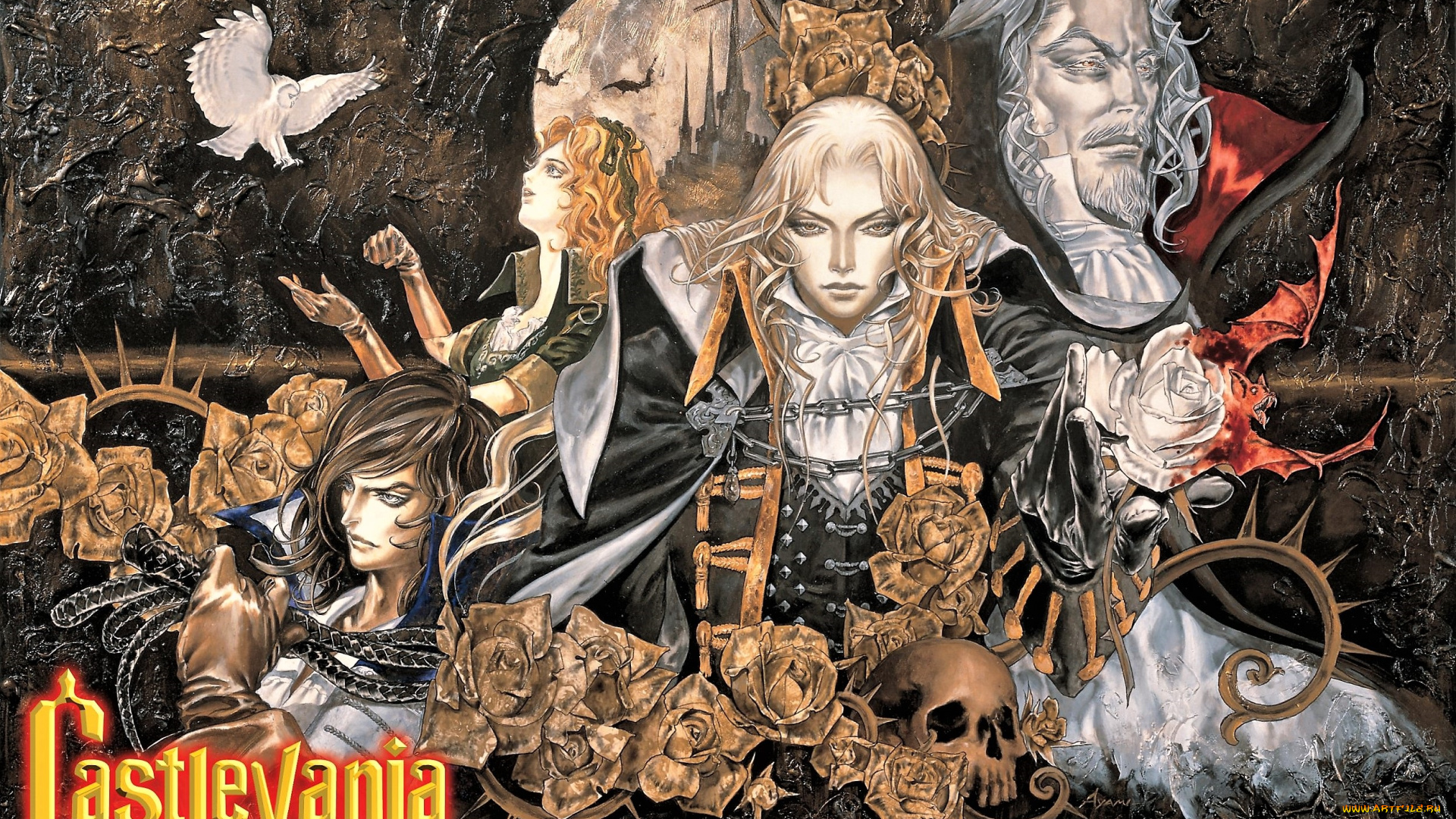 видео, игры, castlevania, персонажи, сова, черепа, розы