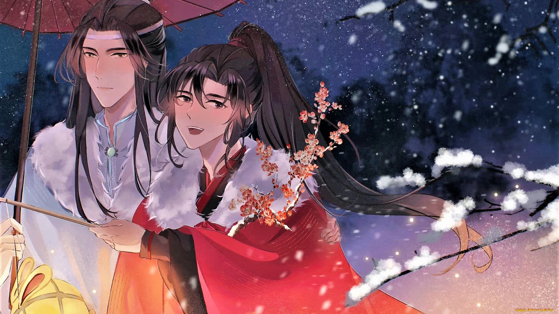 аниме, mo, dao, zu, shi, вэй, усянь, лань, ванцзи, зонт, дерево