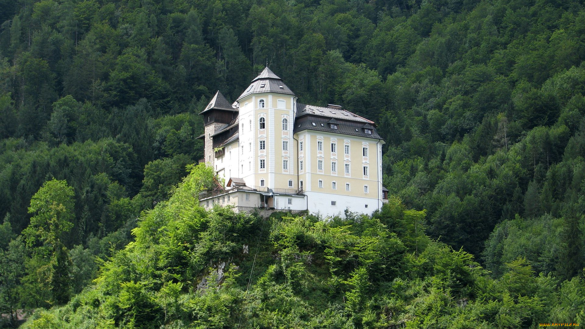 austria, города, дворцы, замки, крепости, австрия, лес, деревья, гора