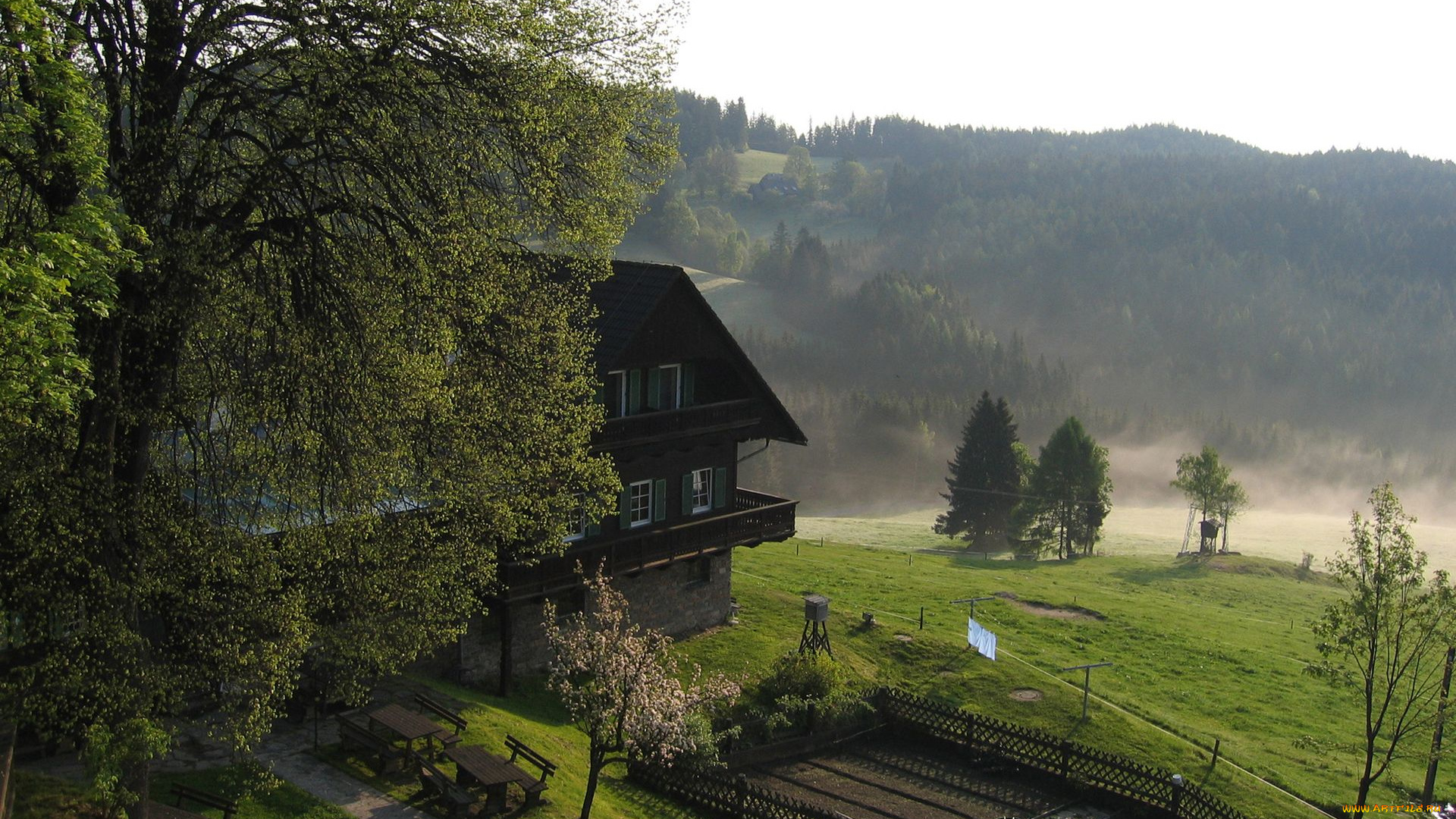 austria, природа, пейзажи, лес, домик, австрия, деревья