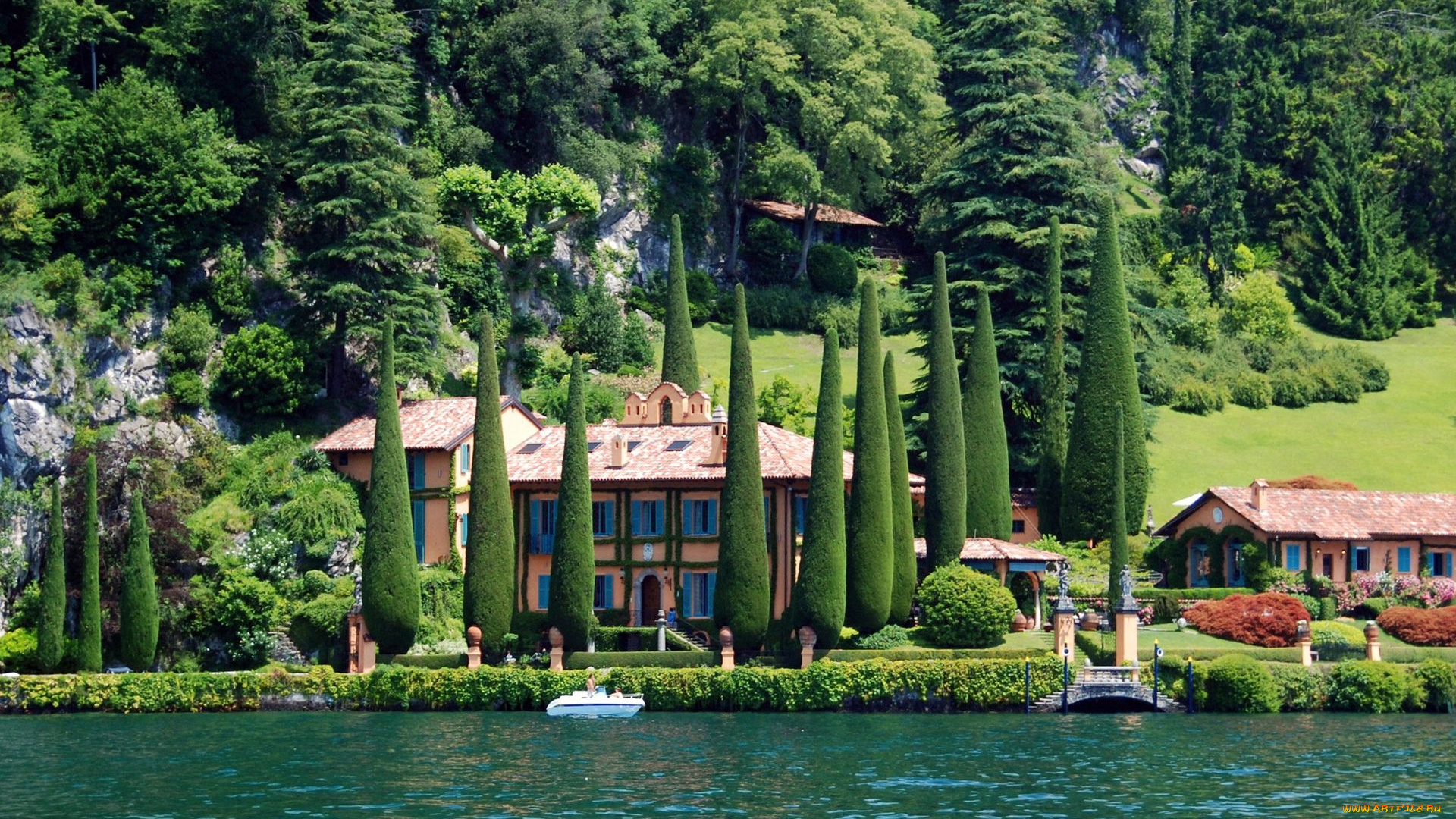 italy, города, пейзажи, деревья, здания, кипарисы, италия