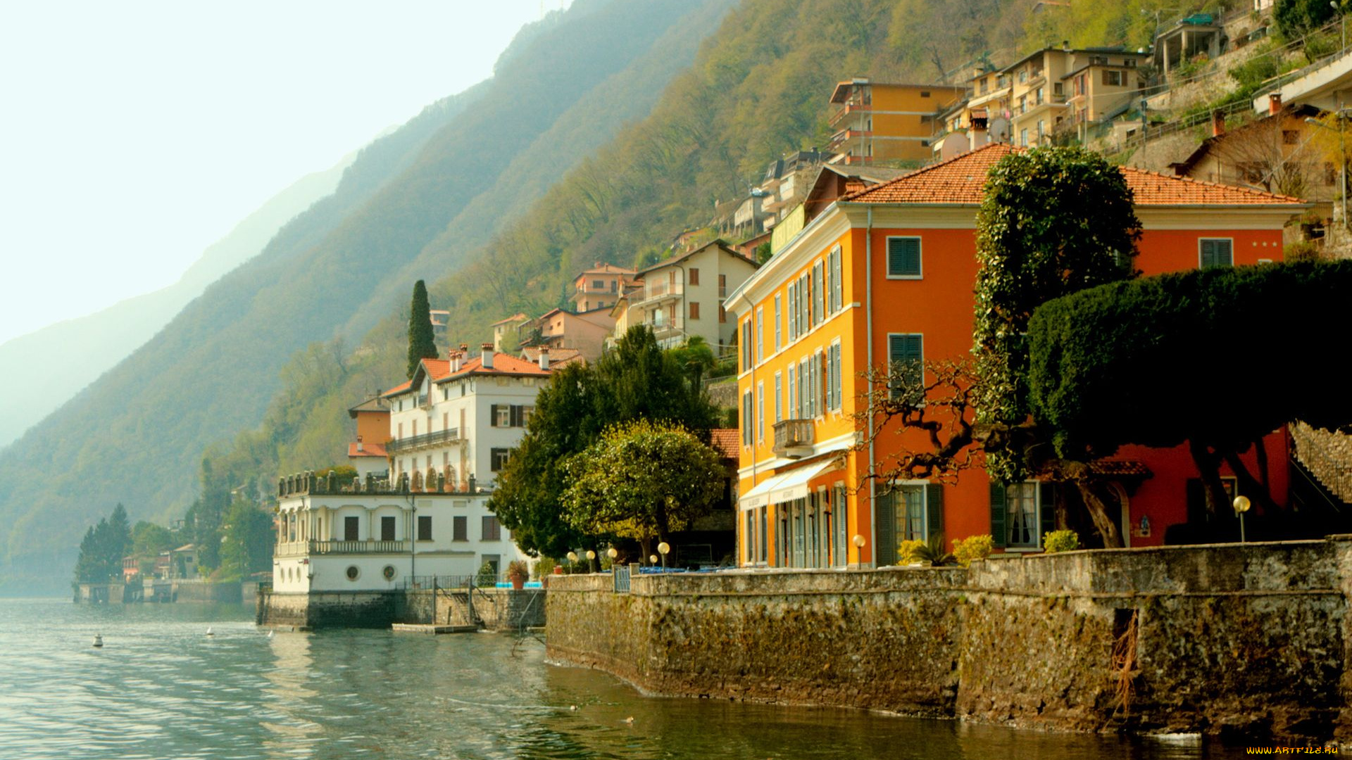 italy, города, пейзажи, италия, побережье, дома, деревья, горы, здания