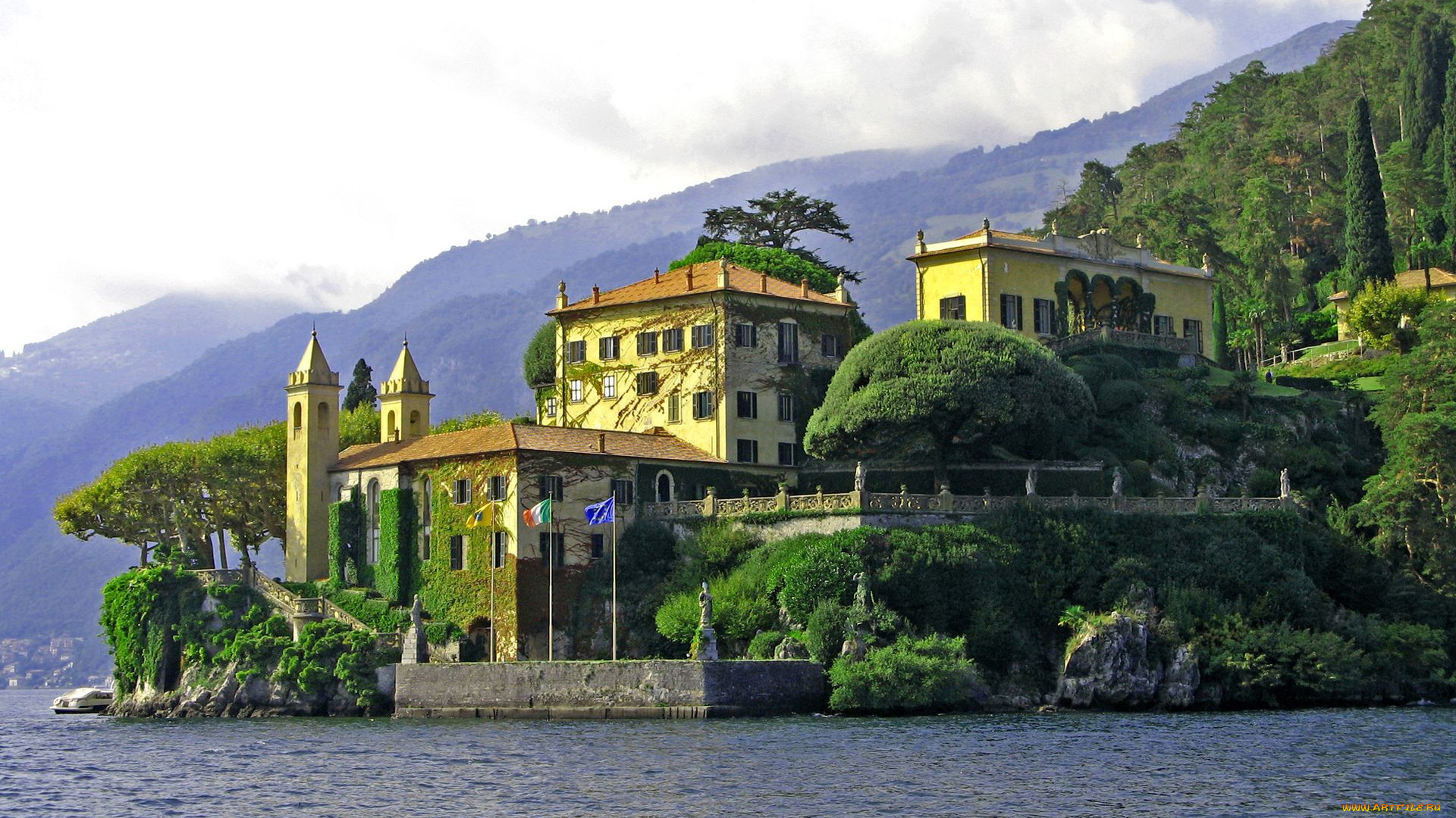 italy, города, здания, дома, побережье, деревья, замок, италия