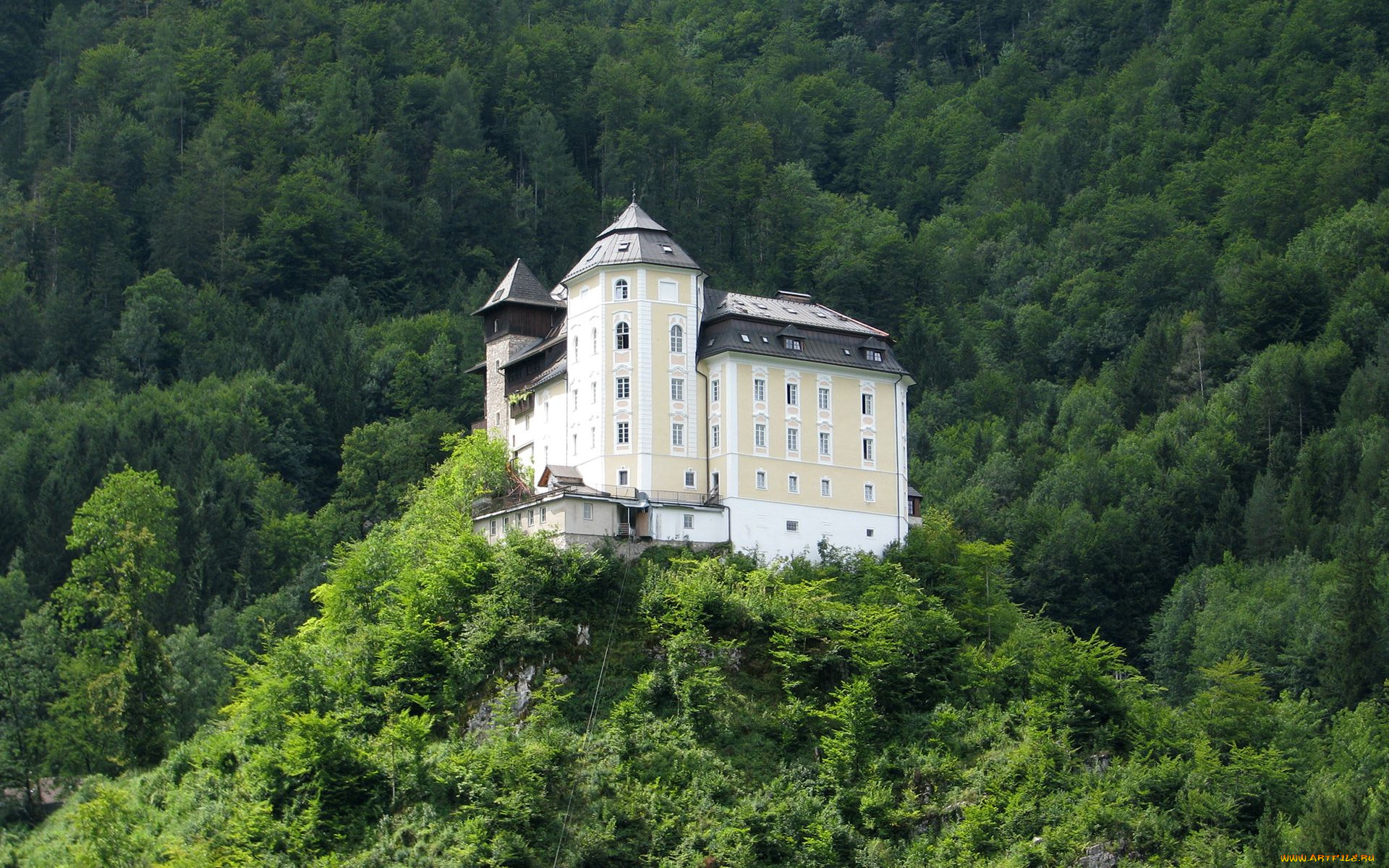 austria, города, дворцы, замки, крепости, австрия, лес, деревья, гора