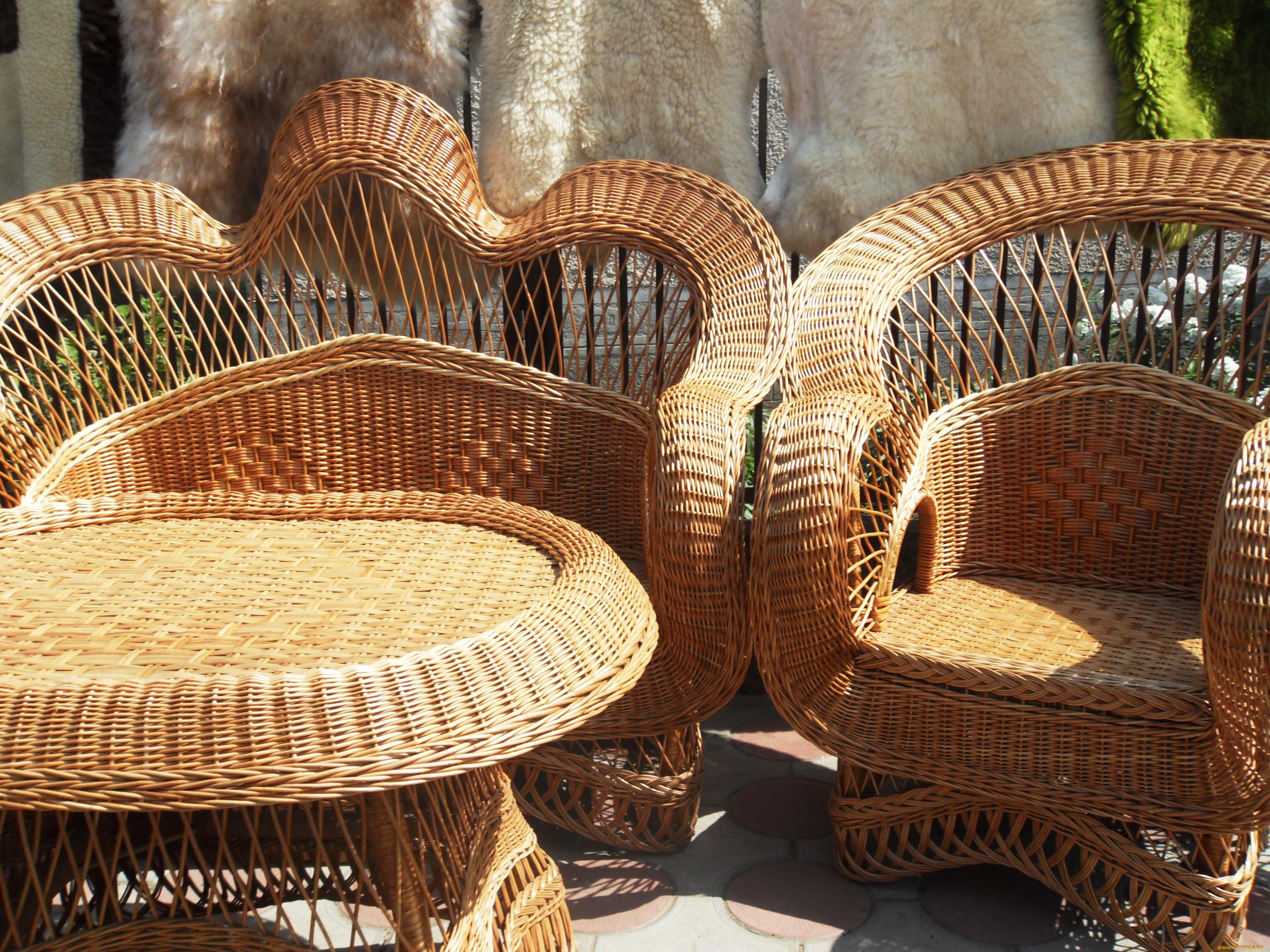 интерьер, мебель, стол, стулья, лоза