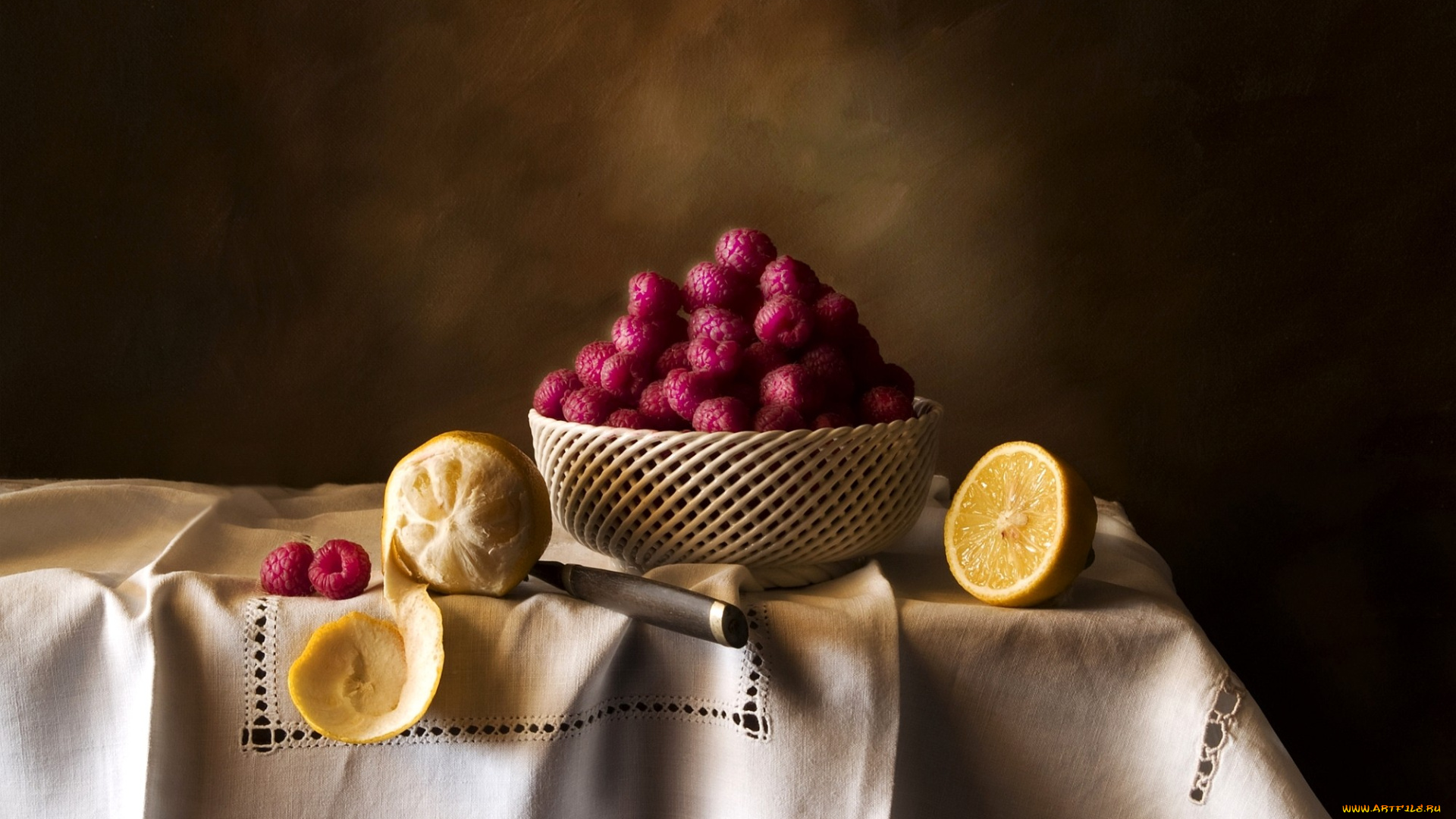 еда, фрукты, ягоды, лимоны, малина