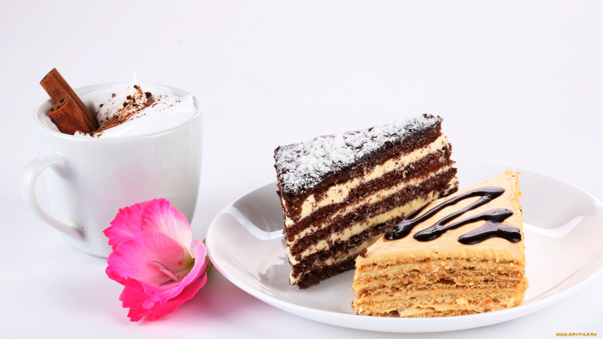 еда, пирожные, кексы, печенье, глазурь, выпечка, капучино, корица, сладкое, крем, десерт, пирожное, кусочки, цветок