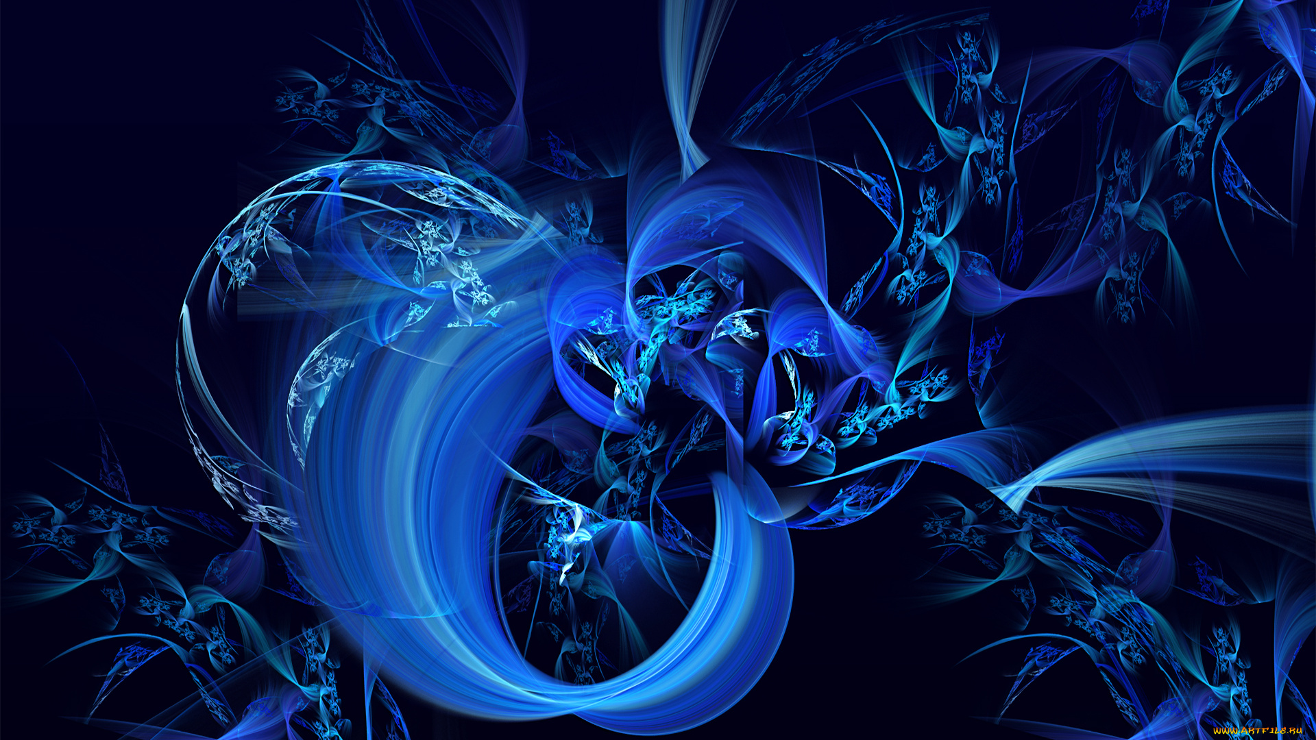 faberge, 3д, графика, fractal, фракталы, голубой, тон, узор