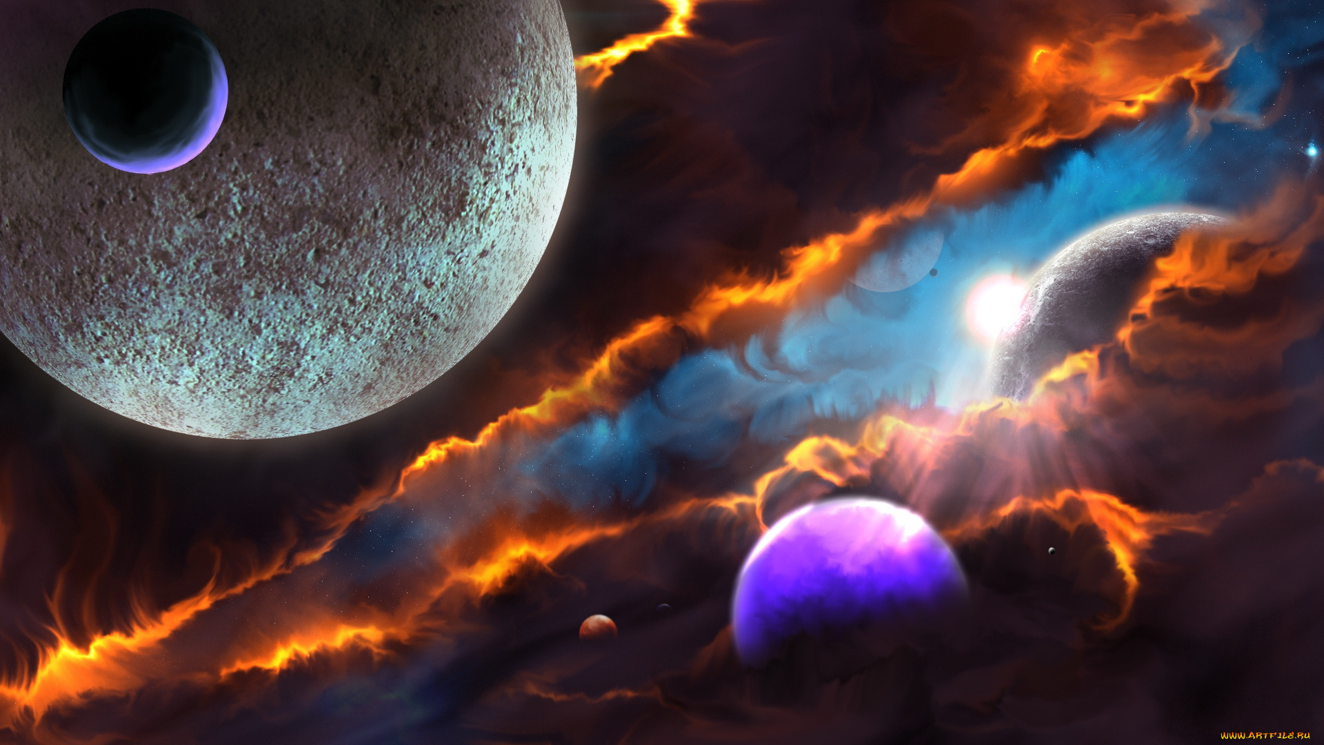 космос, арт, планеты