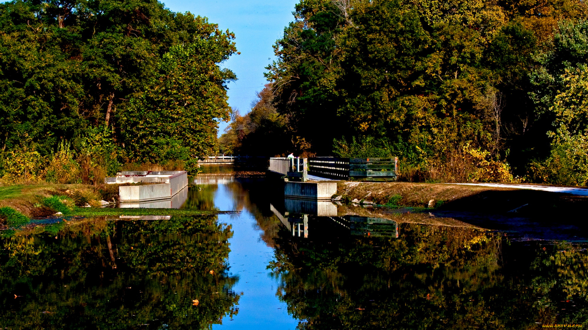 michigan, canal, природа, реки, озера, канал, мостик