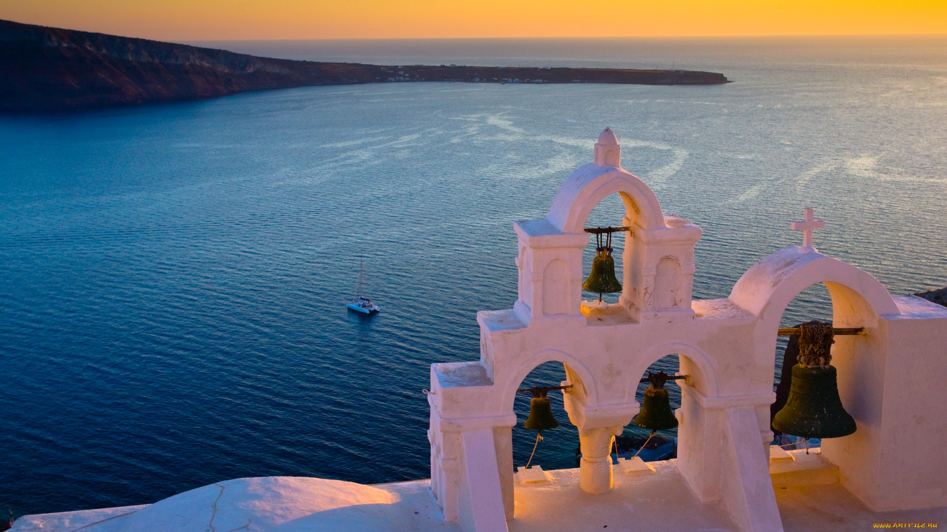 santorini, greece, природа, побережье, колокола, санторини, греция, море