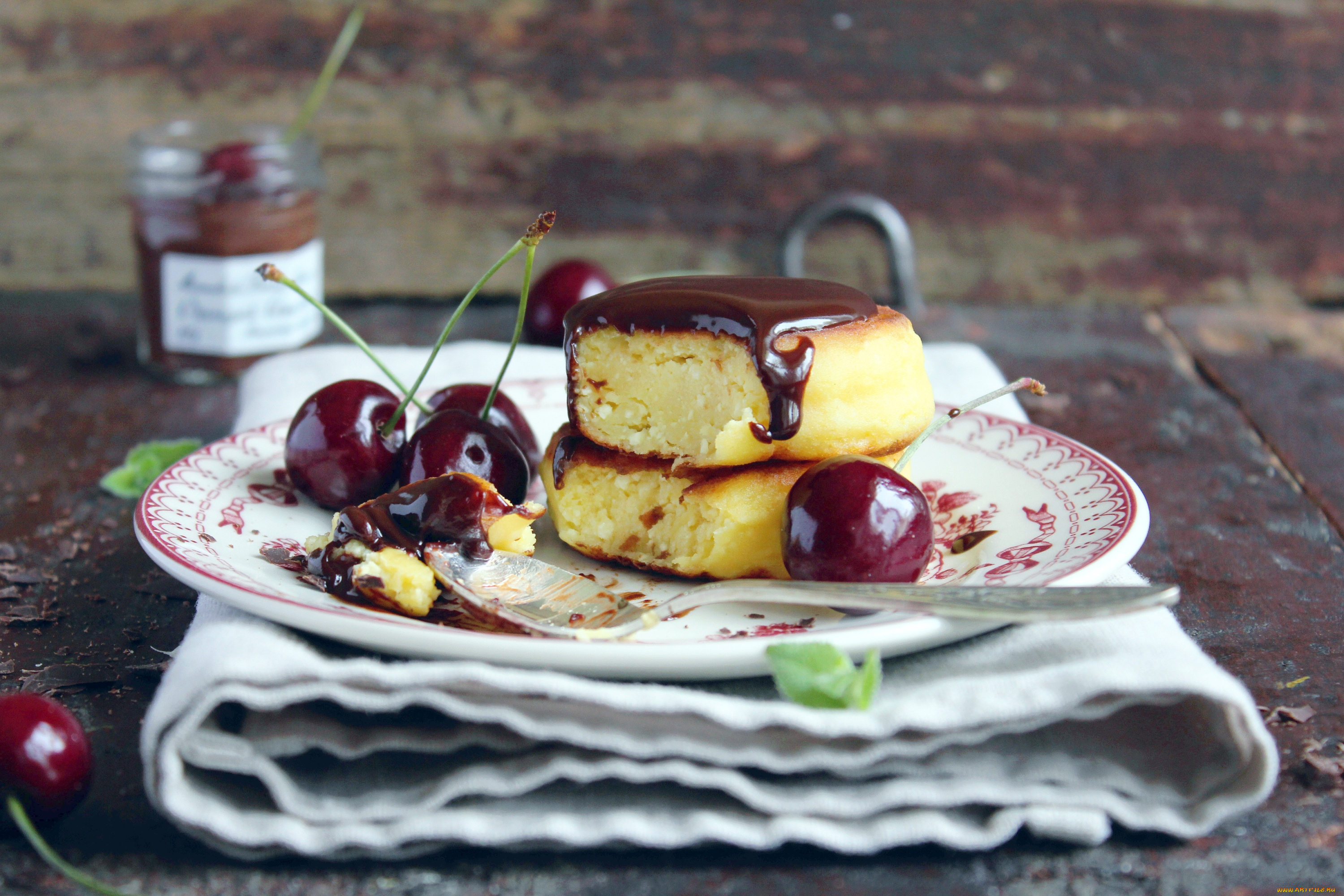 еда, мороженое, десерты, сырники, черешни