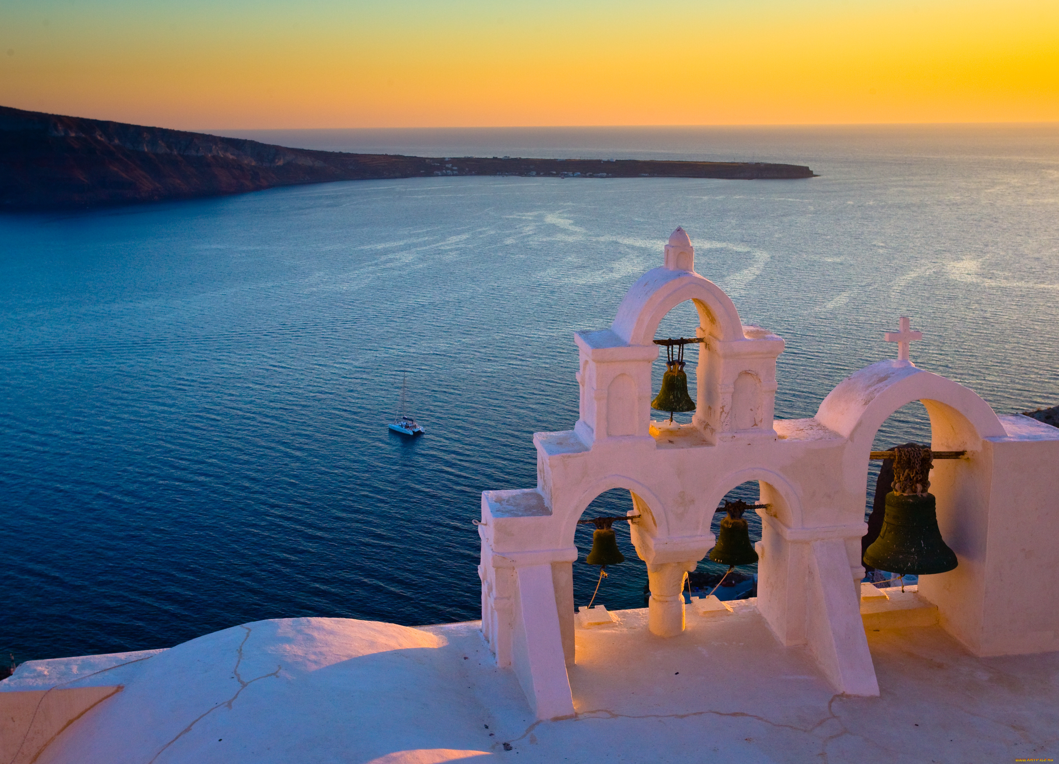 santorini, greece, природа, побережье, колокола, санторини, греция, море